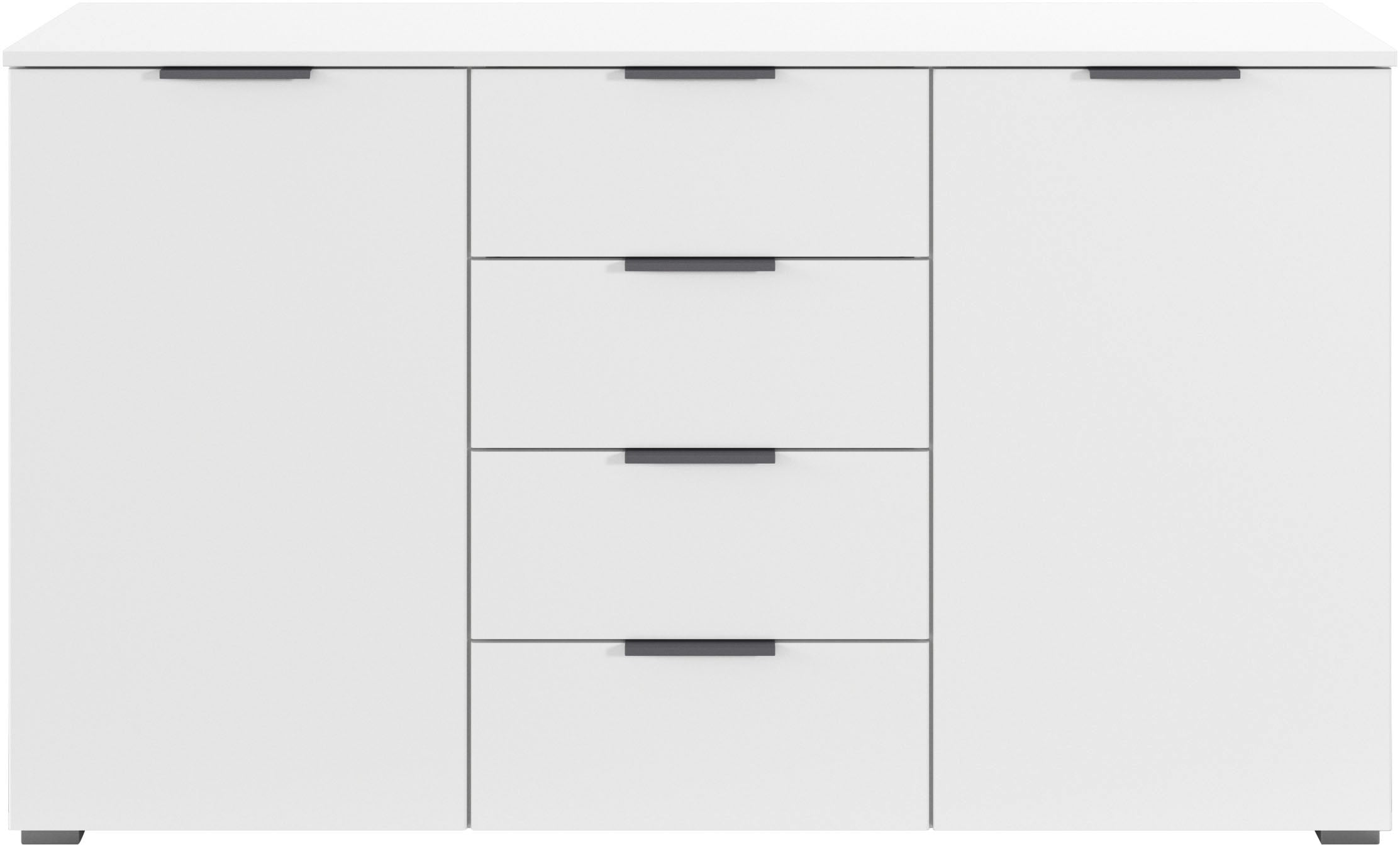rauch Kombikommode »Sideboard Schubladenkommode AGORDO mit Dekor- oder Hochglanzfront«, (in zwei Griff-Farben, Breite 120 cm inkl. Soft-Close-Funktion), vier große Schubladen, mit insgesamt 4 Einlegeböden MADE IN GERMANY