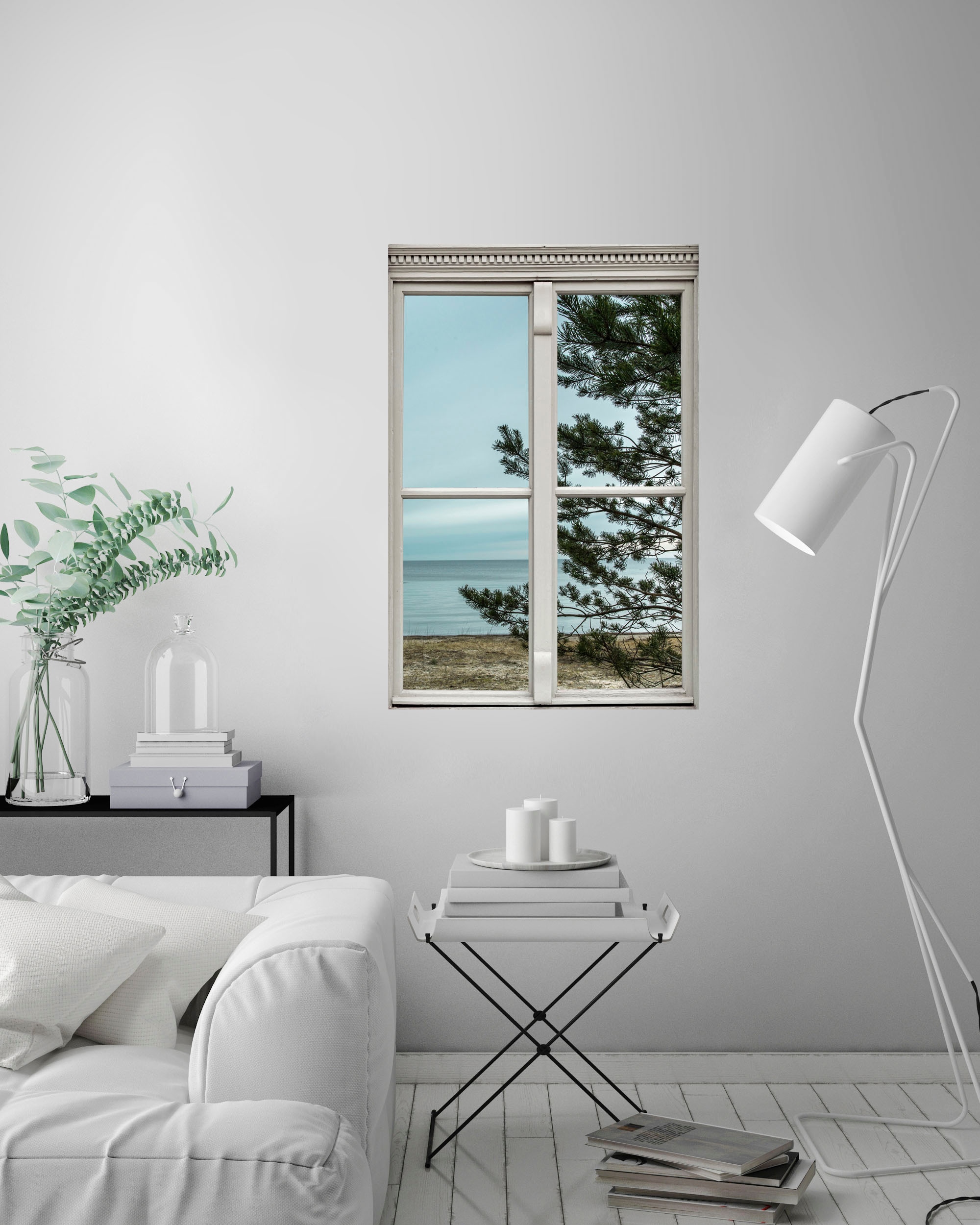 queence Wandsticker »Strand«, Wandsticker, Wandbild, selbstklebend, 3D, Fenster