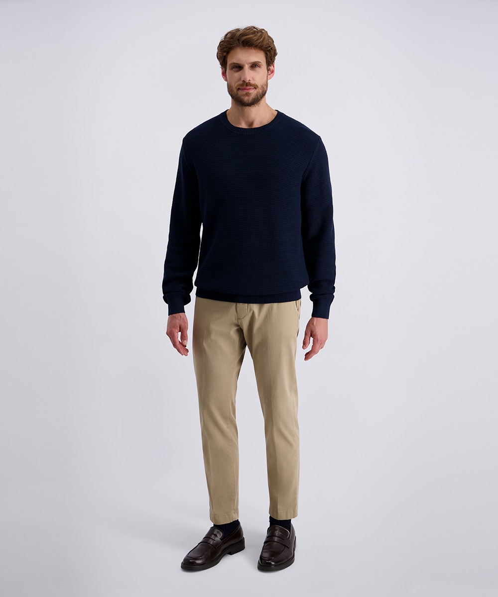 Pierre Cardin Rundhalspullover, mit Struktur