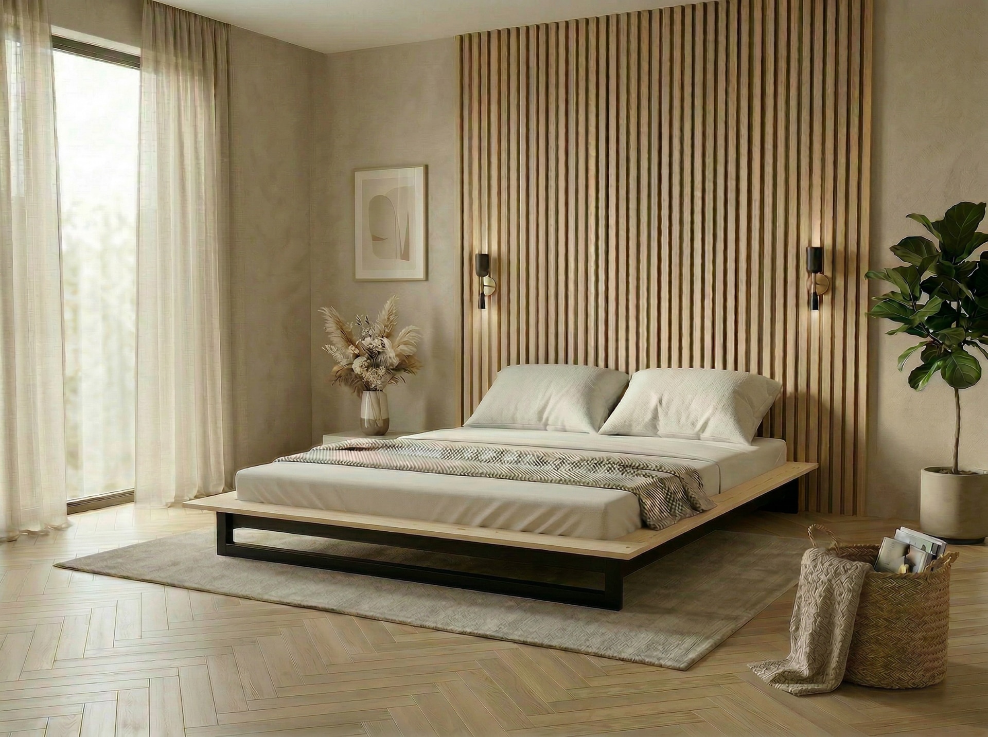 OTTO home Futonbett »Kobe, Massivholzbett aus Kiefer im Industrial Design, 200 KG belastbar« B/T/H:165/225/18,1 cm,  stabiles Kufengestell,  rundum Ablagefläche, FSC, Made in Europe