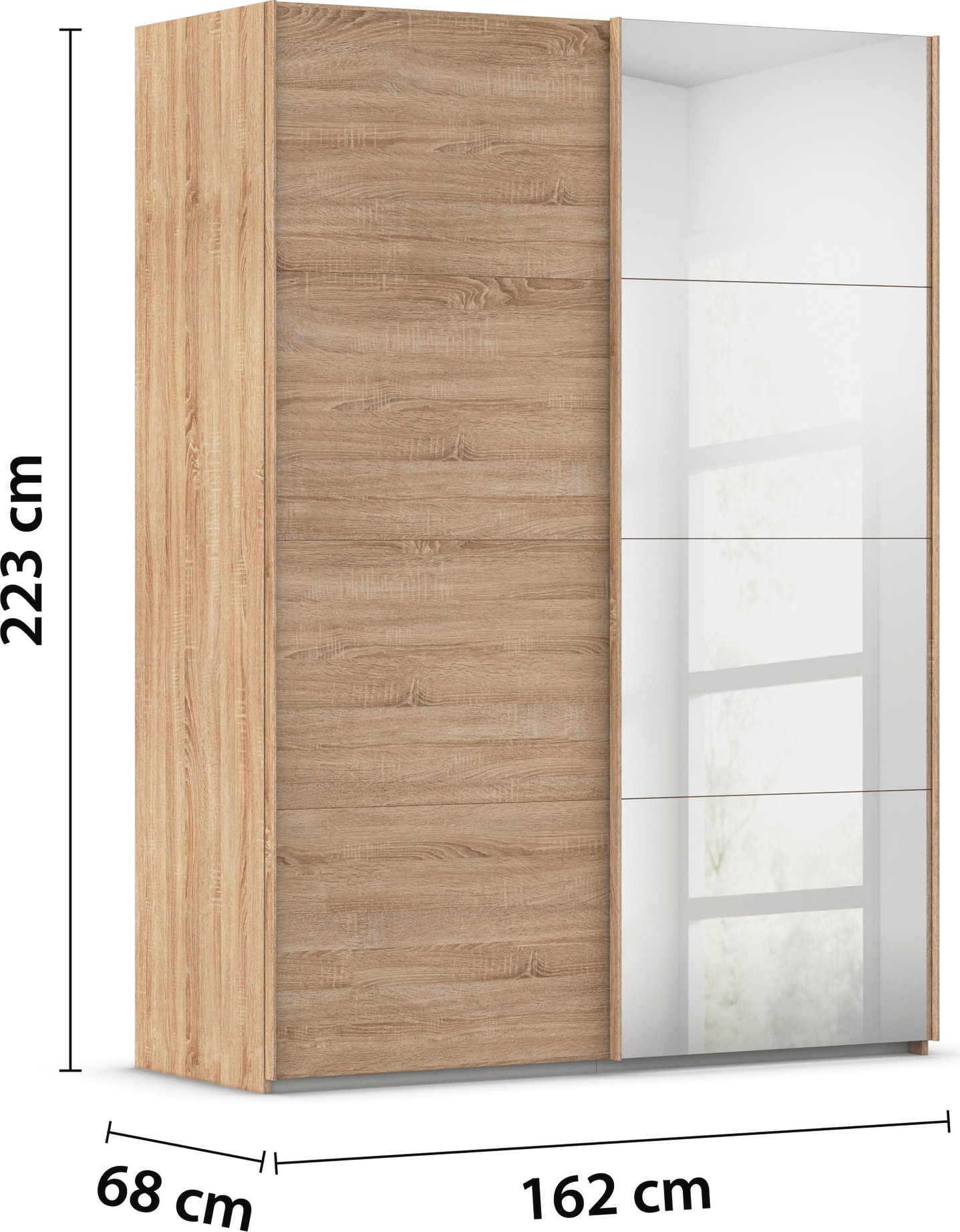 rauch Schwebetürenschrank »Kleiderschrank Schrank Garderobe Schlafzimmerschrank EVELYN«, in elegantem Stil mit Spiegel 5 Breiten viel Stauraum MADE IN GERMANY