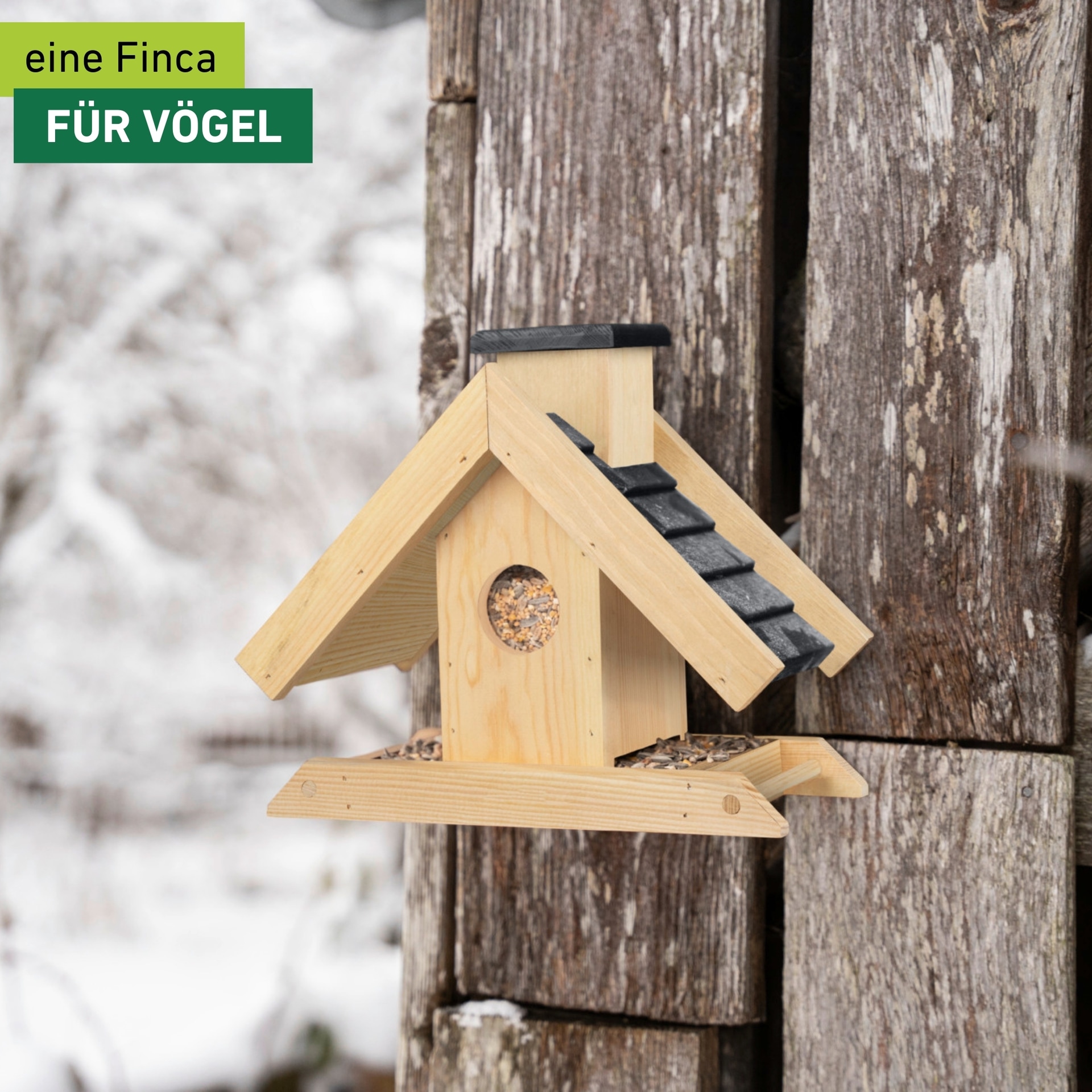 Windhager Vogelhaus »Finca, Futterspender aus Kiefernholz« Futterstation mit Sitzstangen, Füllvolumen ca. 1,25 Liter