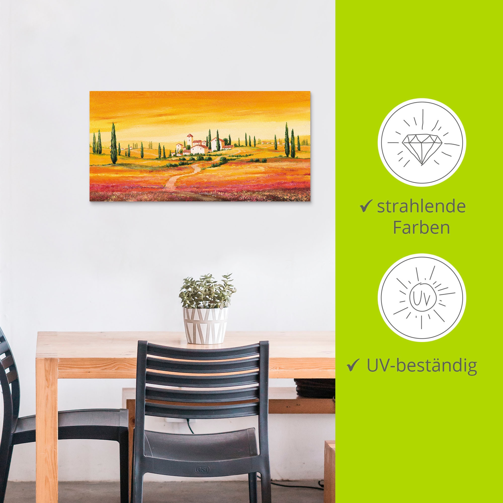 Artland Wandbild »Traumhafte toskanische Landschaft«, Europa, (1 St.), als Alubild, Outdoorbild, Leinwandbild, Poster, Wandaufkleber
