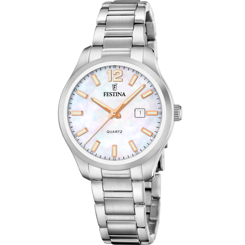 Festina Quarzuhr »Classic Steel« Armbanduhr, Damenuhr, Edelstahlarmband, Analog, Tag