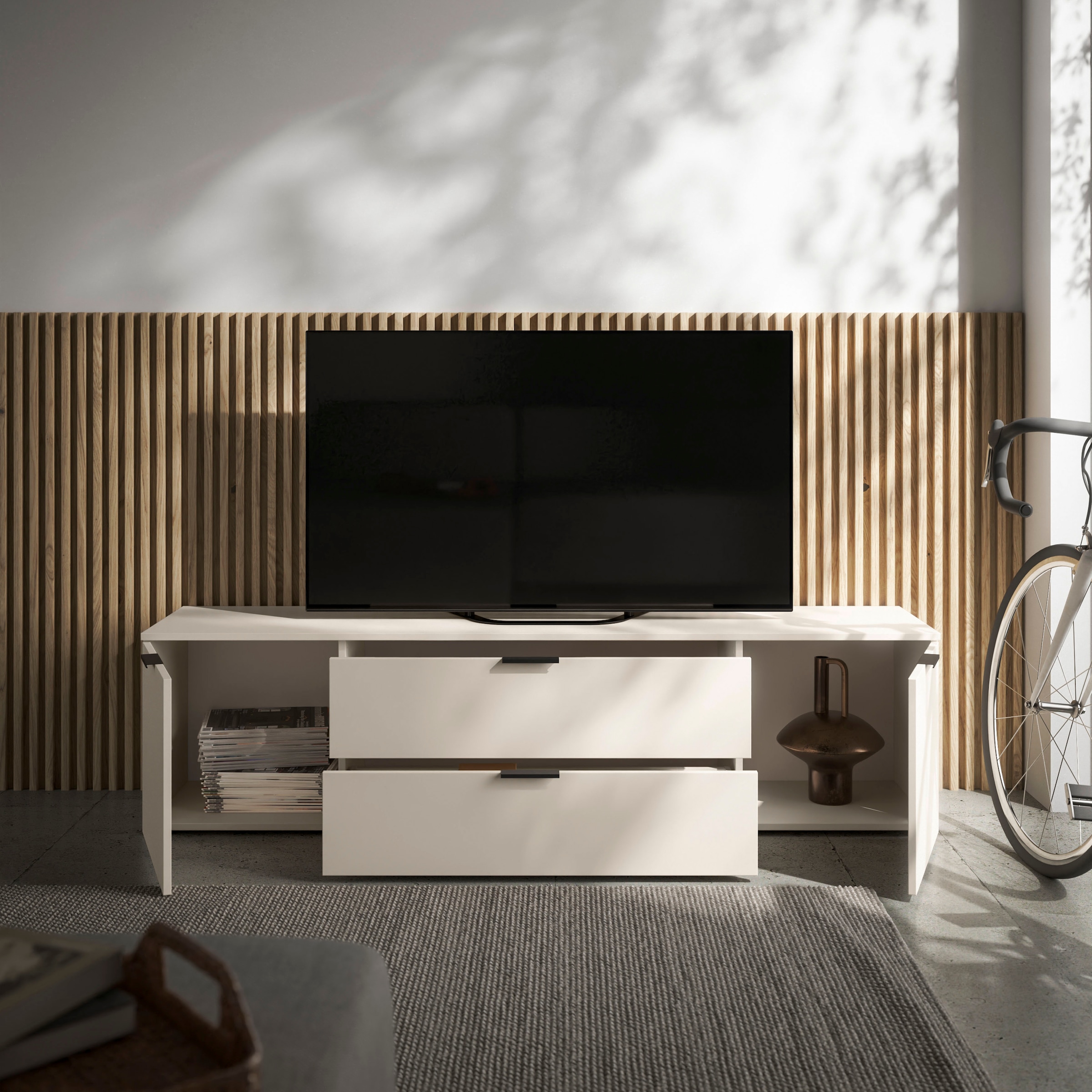 HBZ Lowboard »Linz TV-Unterschrank, BxHxT 180x47x40cm«, (1 St.), Breite 180cm,Lip-Griff, Melaminbeschichtung