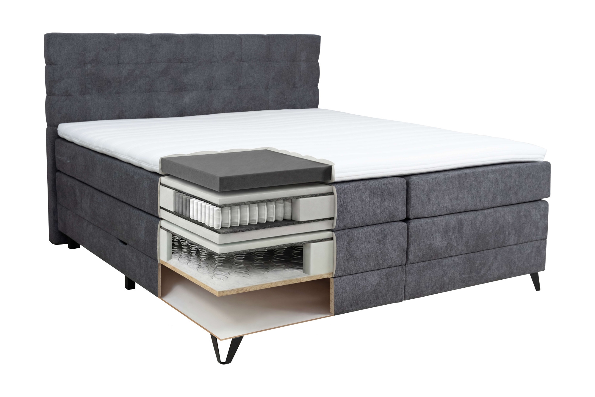 Home affaire Boxspringbett »Ilona, Doppel- & Polsterbett, Federkernbett, Komfortbett, 160 & 180 cm« inkl. 6 cm Topper, zwei Bettkästen, Taschen-Federkernmatratze in H3