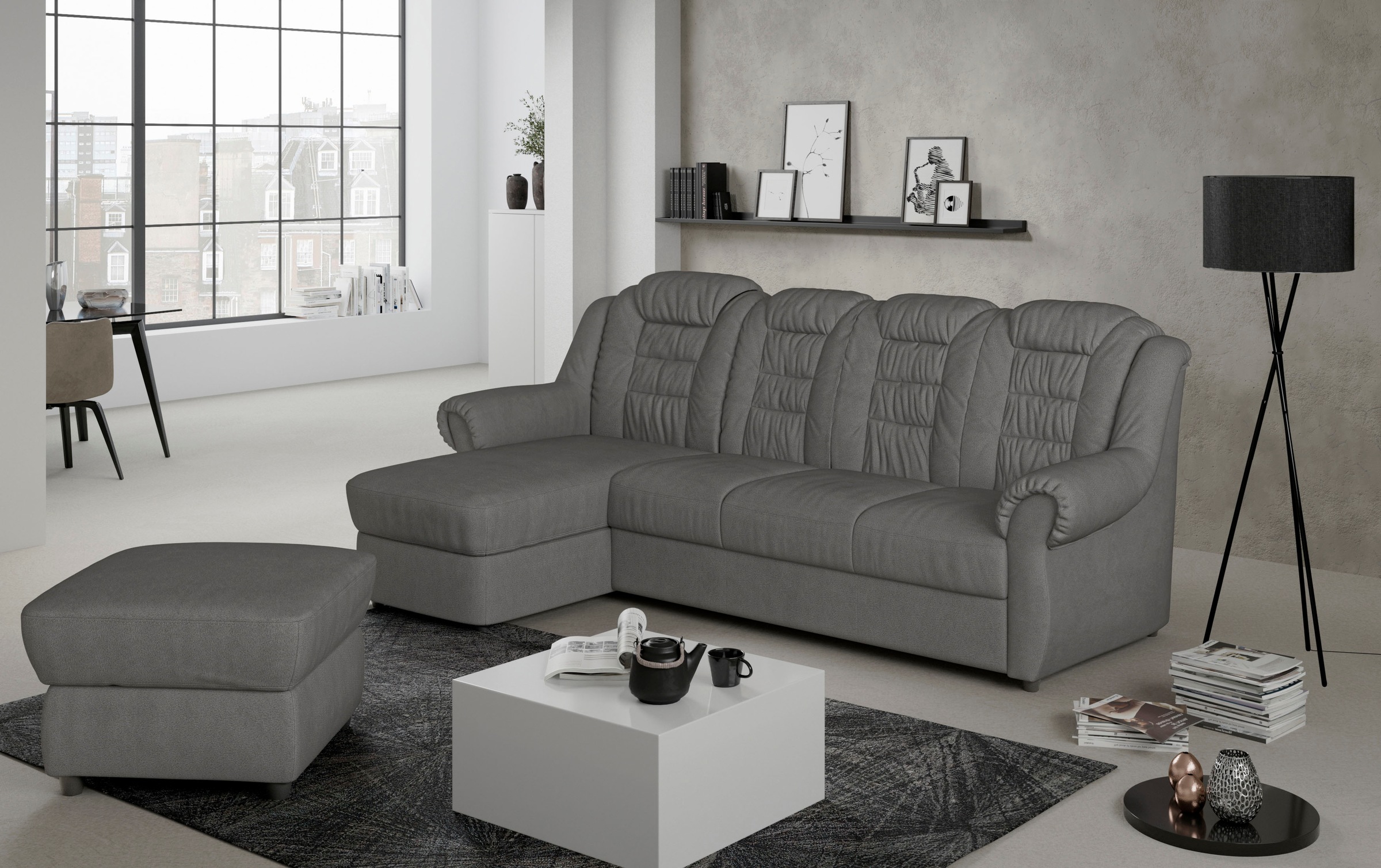 Home affaire Ecksofa »Boston L-Form«, mit hoher Rückenlehne, wahlweise mit Bettfunktion