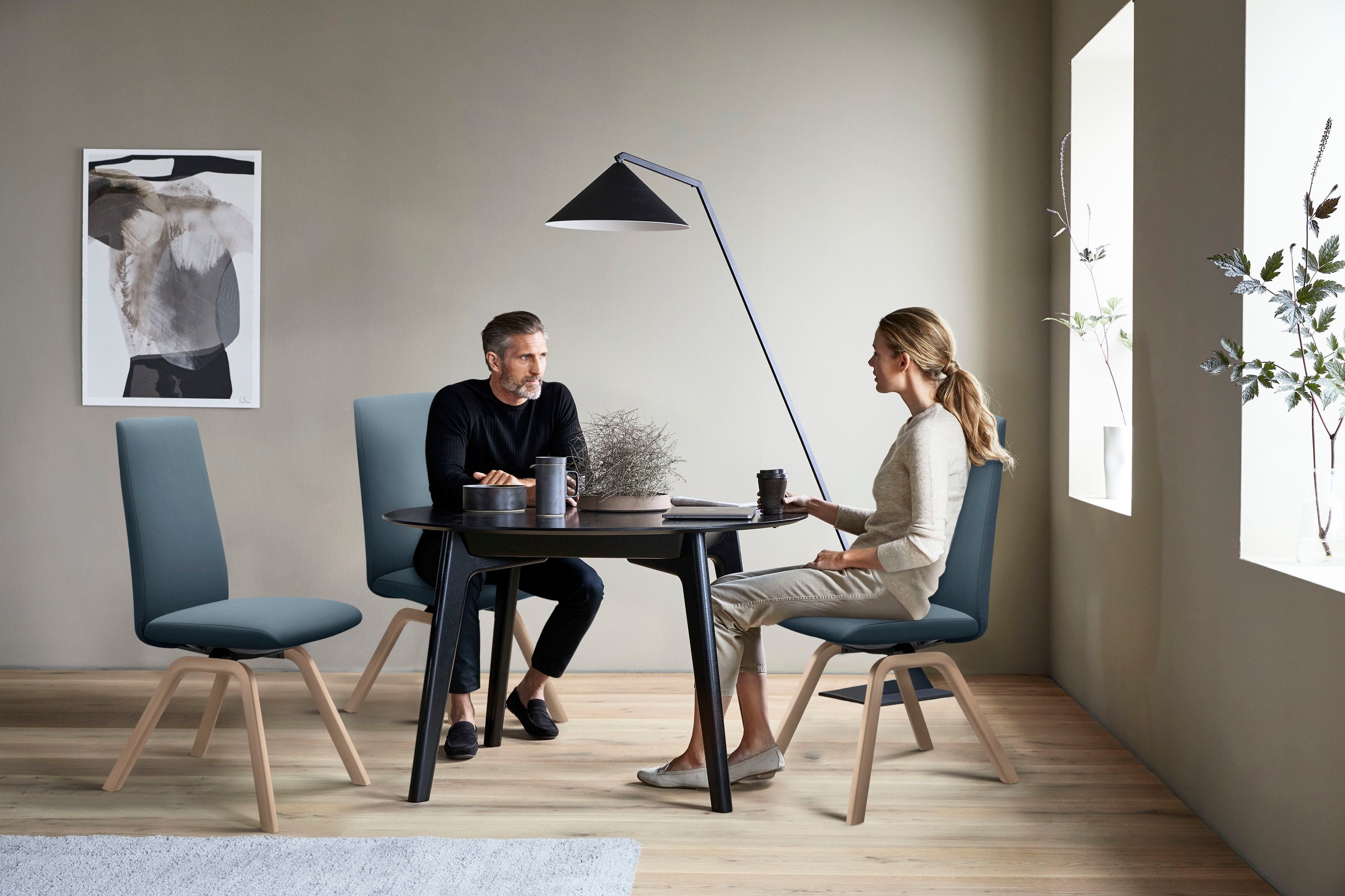 Stressless® Polsterstuhl »Laurel«, Microfaser DINAMICA, High Back, Größe M, mit schräggestellten Beinen in Eiche gekalkt