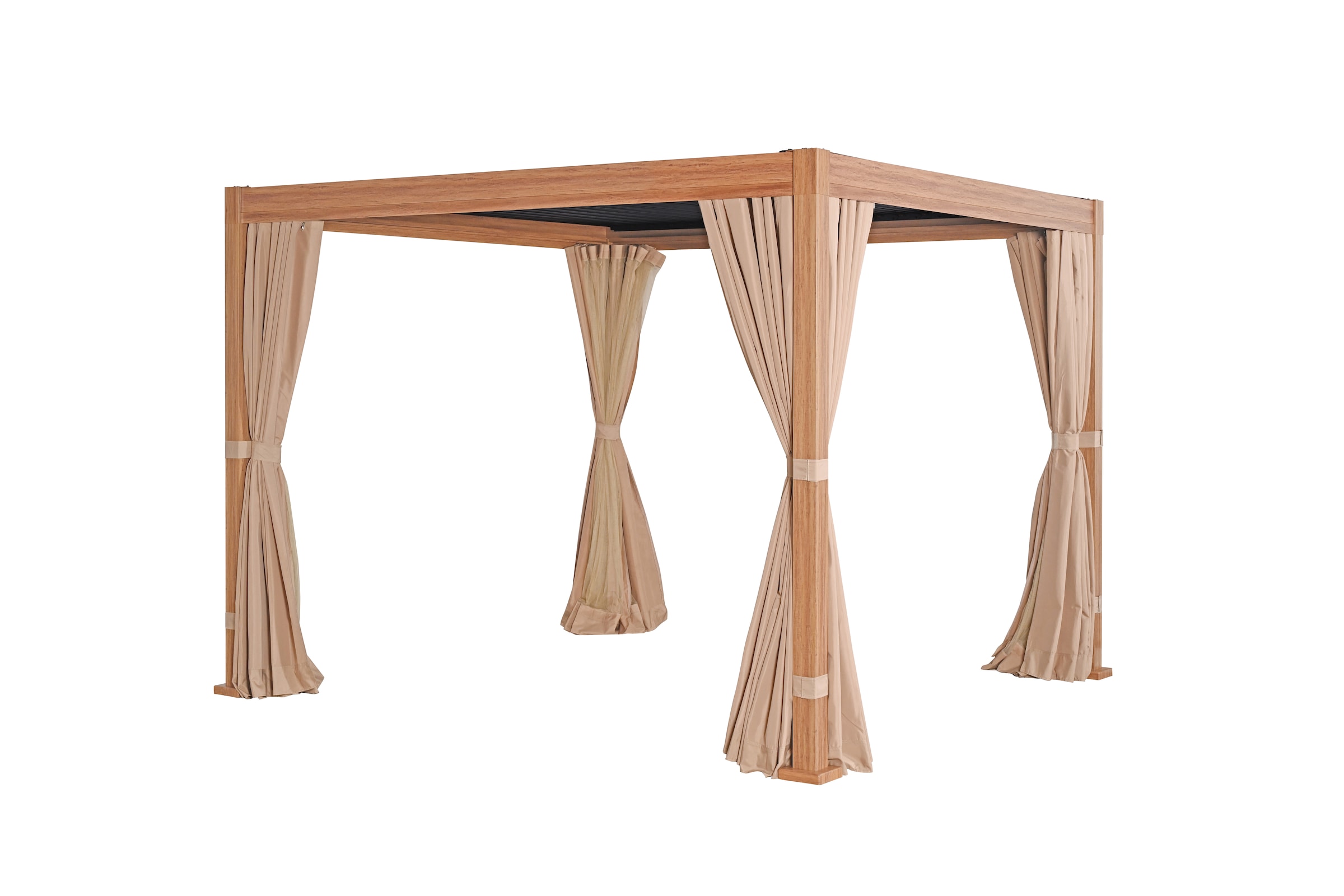 KONIFERA Pavillon »Pergola Alhambra, Terrassendach mit Aluminiumpfosten« 3x3 oder 3x4 m, holzfarben, 4 Seitenteile, verstellbare Dachlamellen