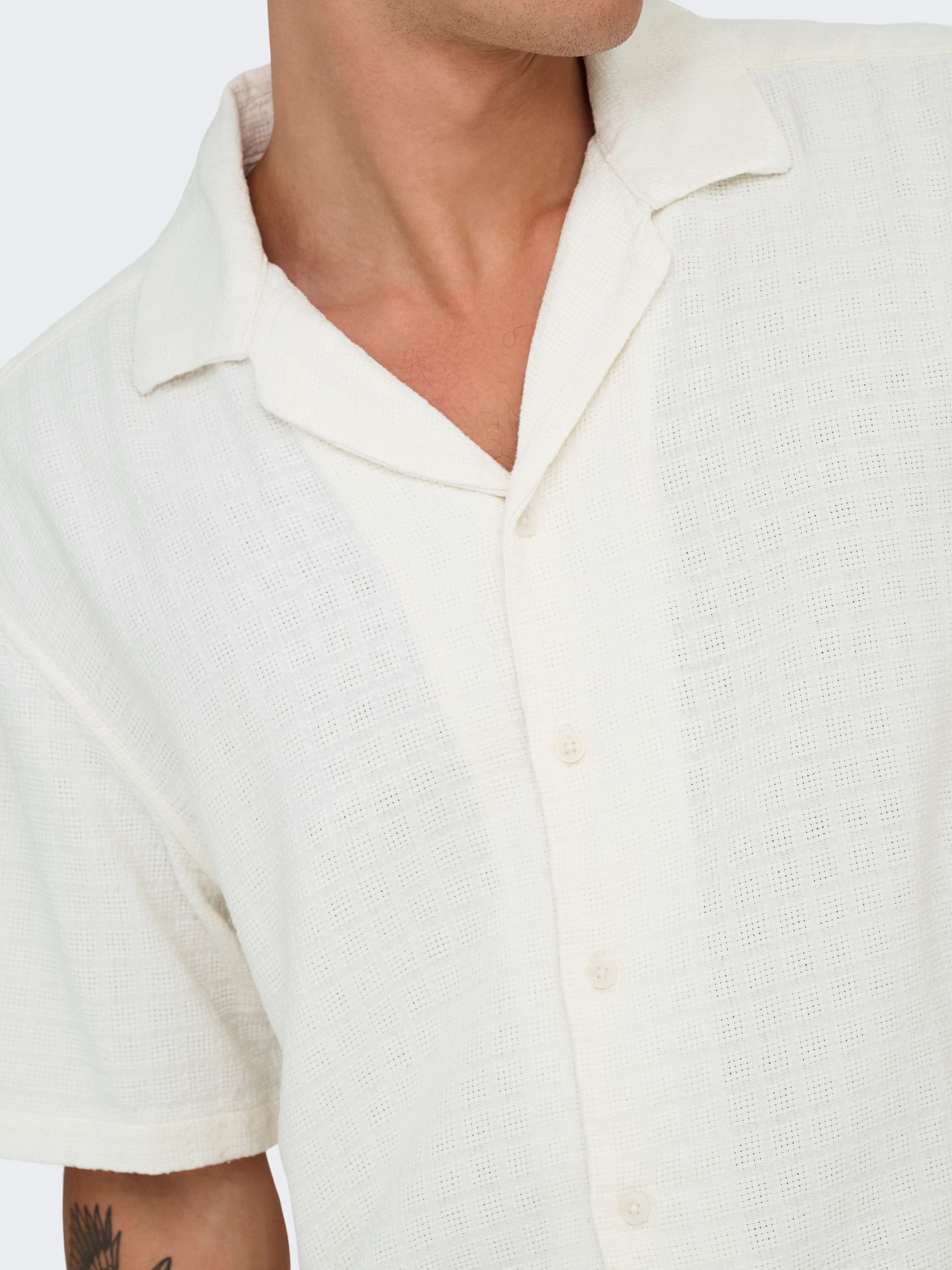 ONLY & SONS Kurzarmhemd »ONSLATHAM RLXSS RESORT LINEN STRUC 0257« Viskose mit Leinen, normal geschnitten