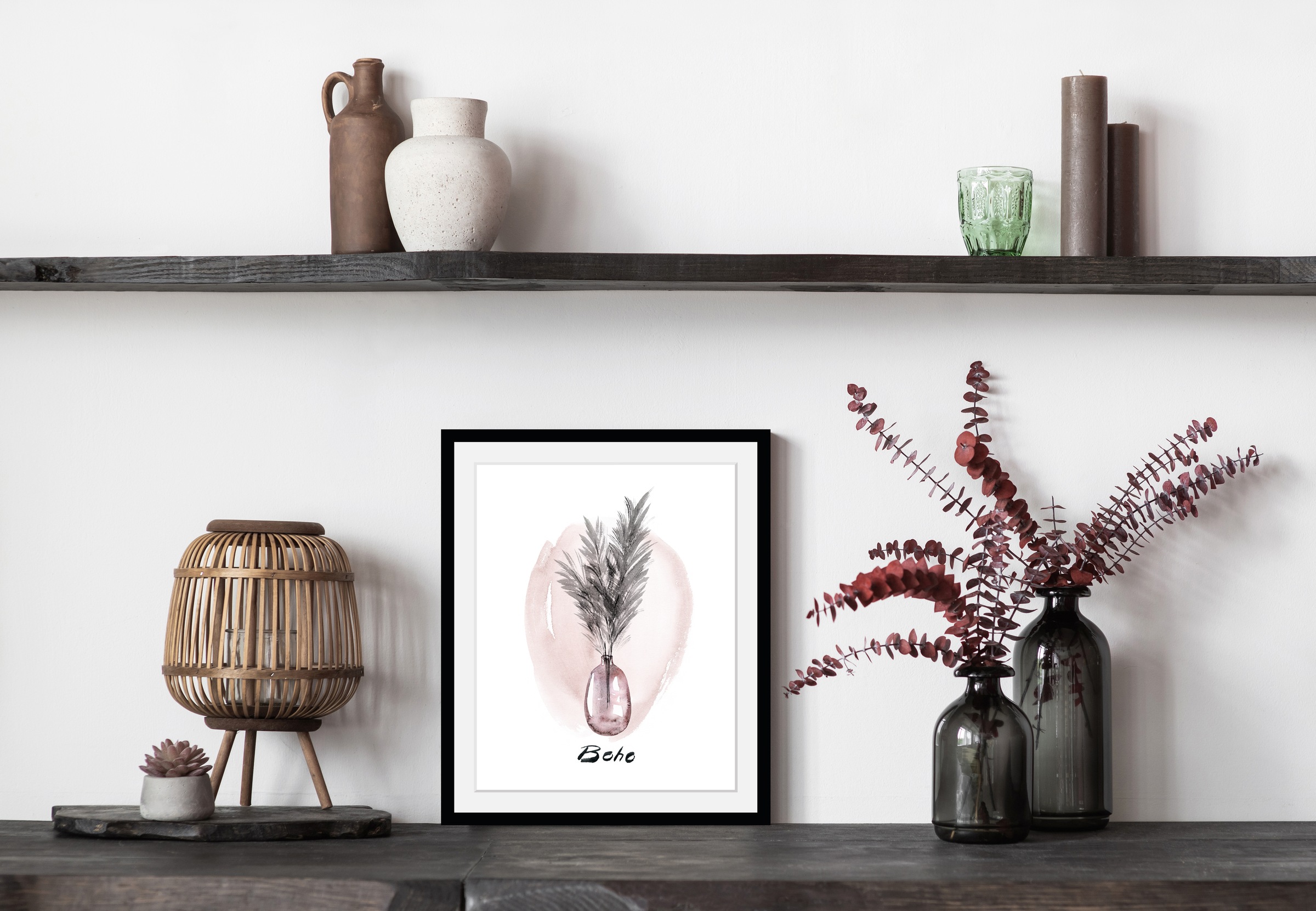 my home Bild mit Rahmen »Pampasgras - Gerahmter Digitaldruck - Wandbild«, B günstig online kaufen