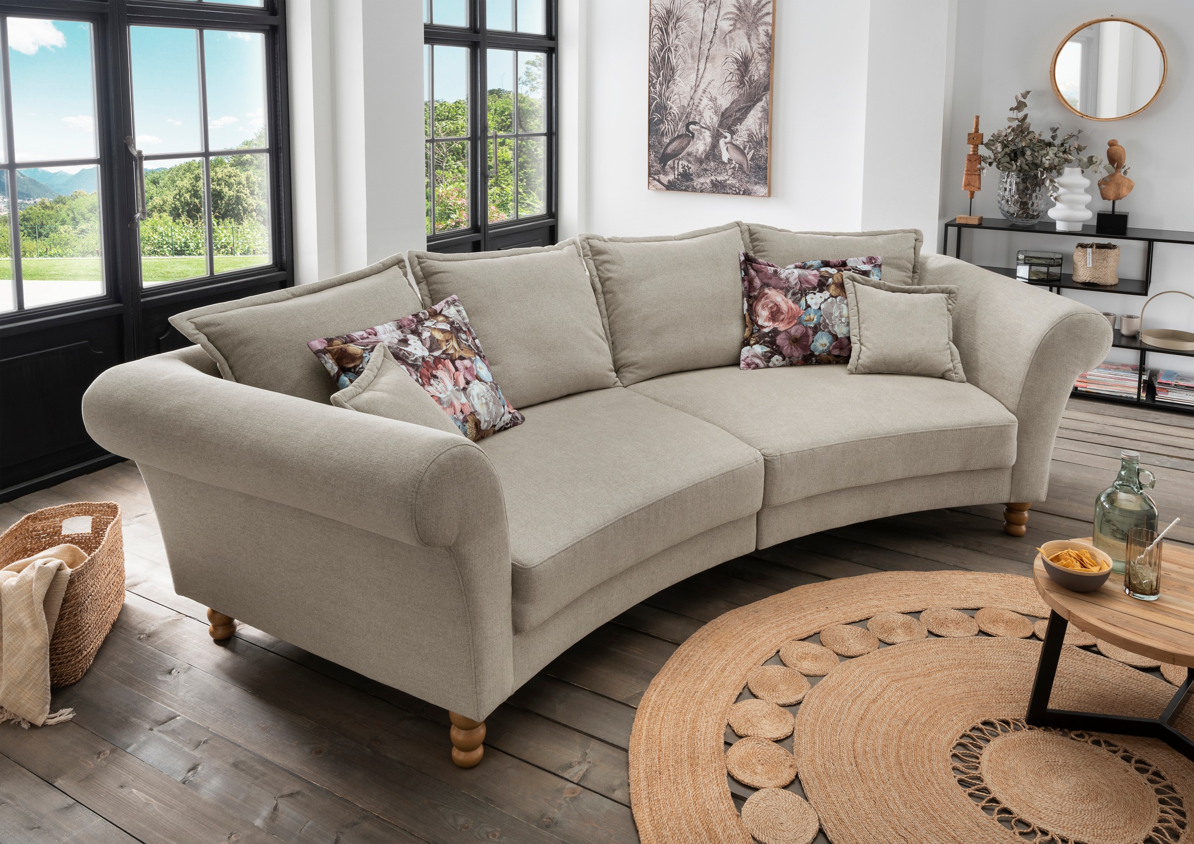Home affaire Big-Sofa »Tassilo geschwungene Formensprache, bequem, Mega Sof günstig online kaufen
