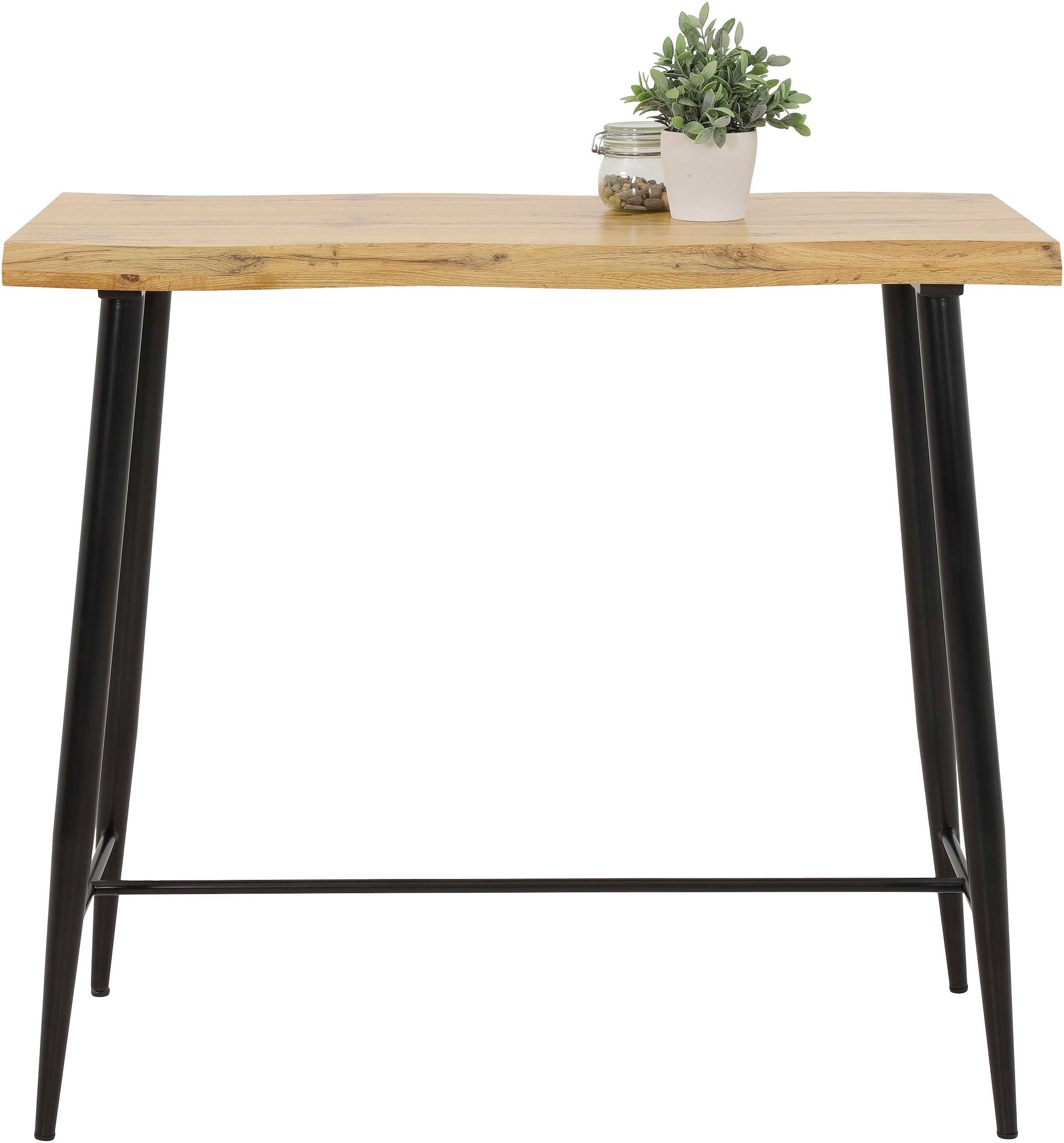 HELA Bartisch »GABI«, Baumkantentisch, 120 cm Breite, Industrial Design, Wildeiche oder Grau