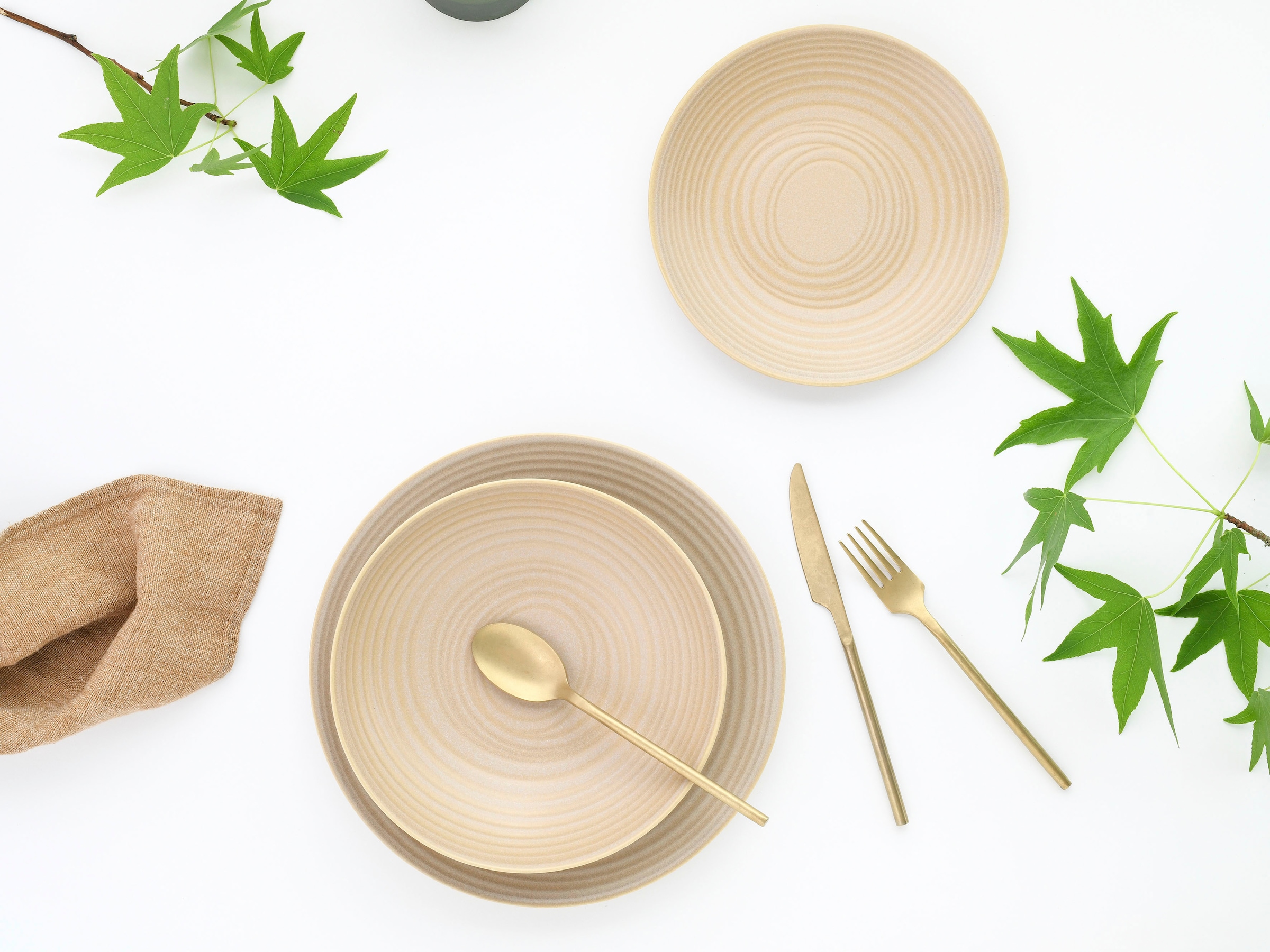 CreaTable Tafelservice »Lava Stone Sand«, (Set, 12 tlg.), robuste, kratzfeste, seidenmatte Glasur