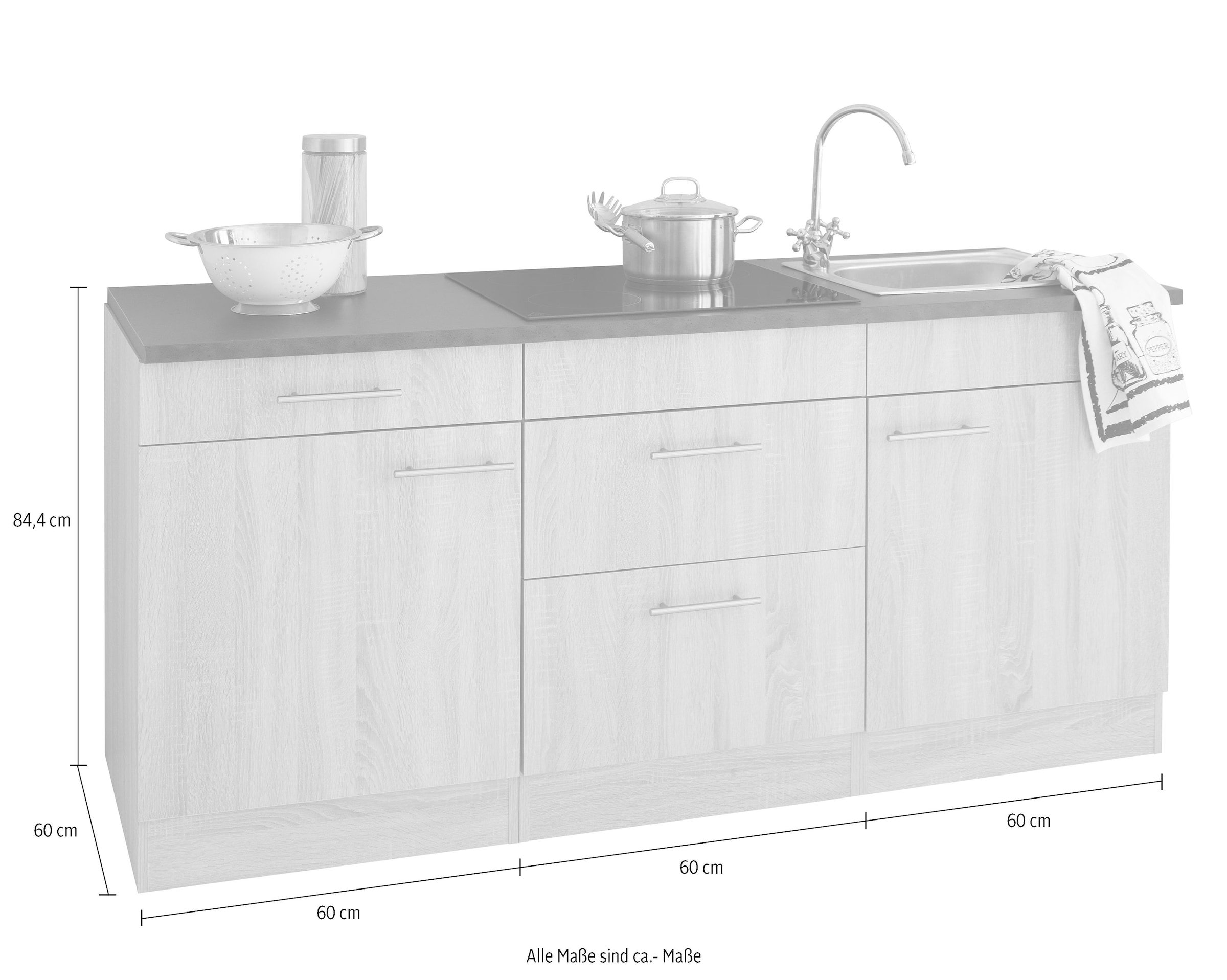 OPTIFIT Küchenzeile »Mini«, mit E-Geräten, Breite 180 cm