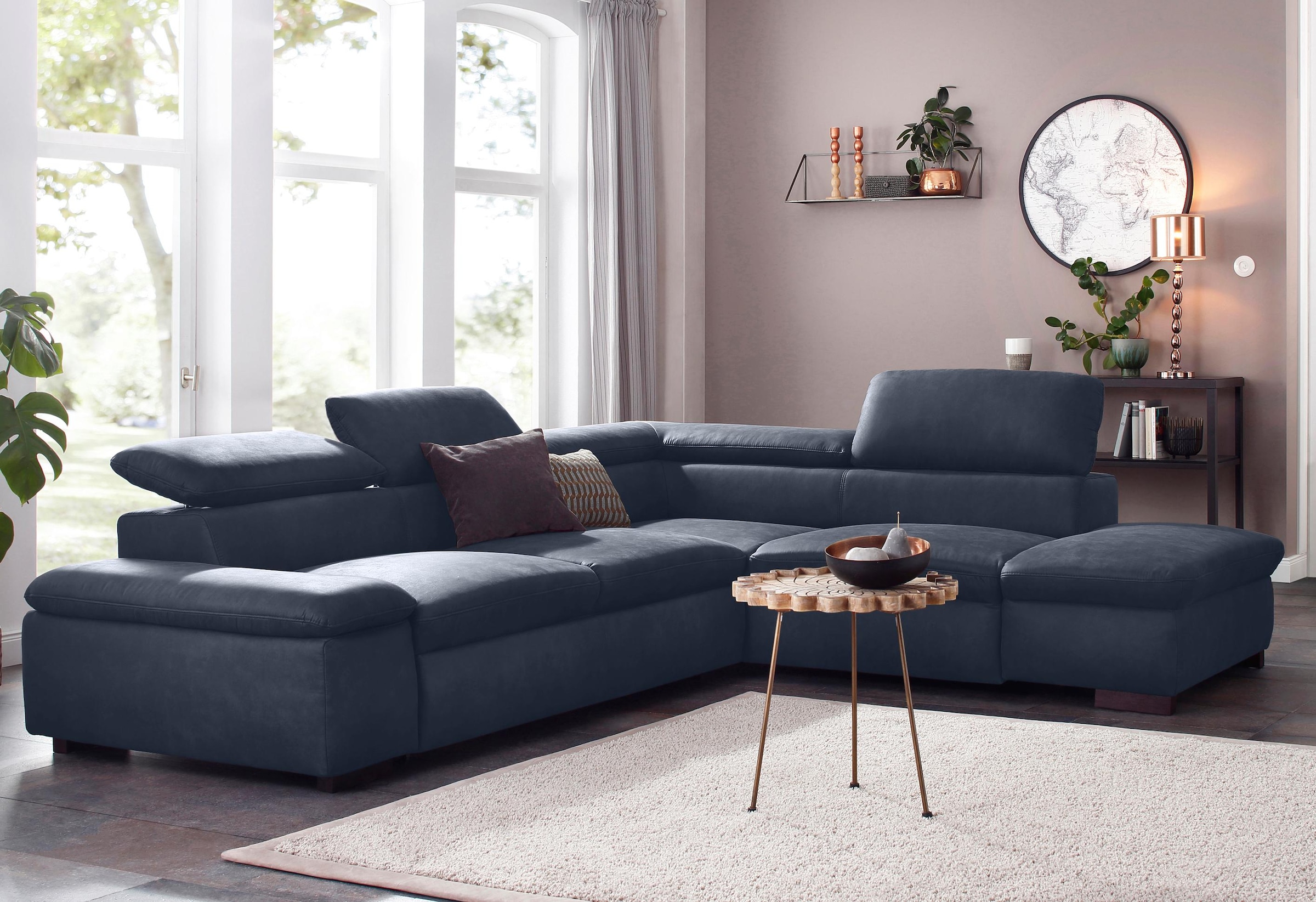 Home affaire Ecksofa »Alberto L-Form«, mit Kopfteilverstellung, wahlweise mit Bettfunktion
