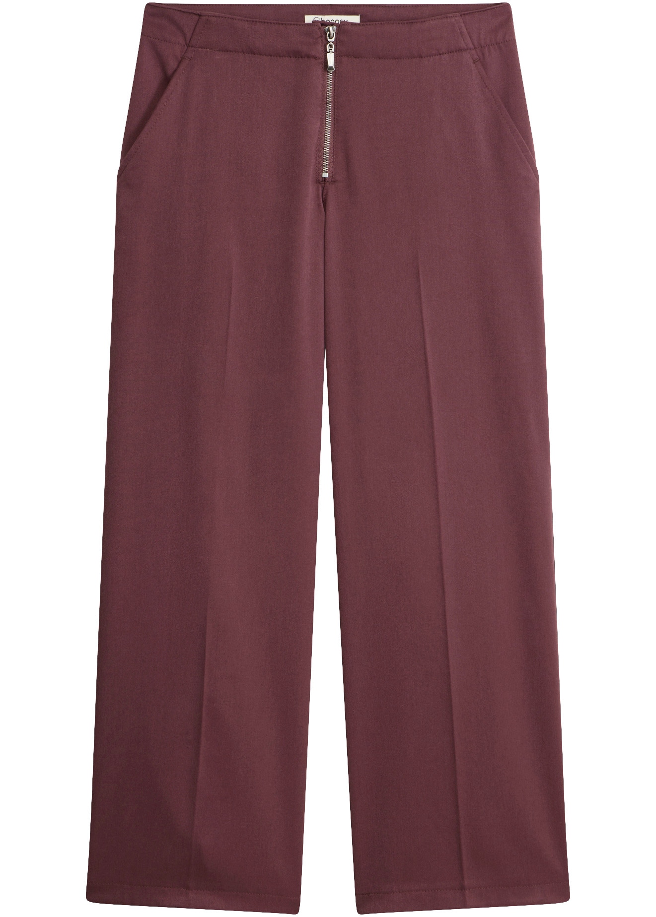 bonprix Bundfaltenhose  in kakaobraun, mit Bundfalten, Barrel-Schnitt, Loose Fit