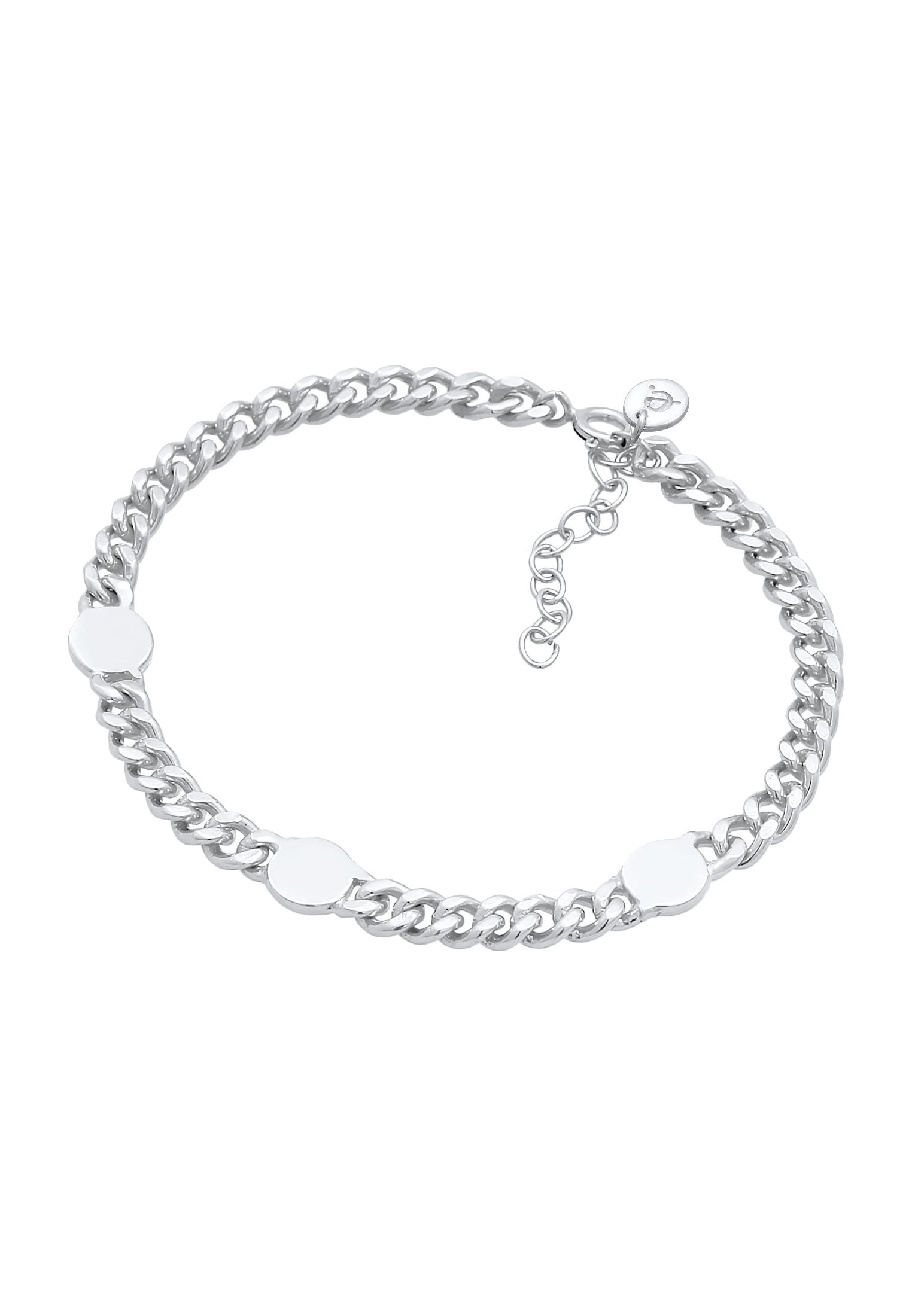 Elli Premium Armband »Panzerkette Chunky Chain Plättchen Disc 925 Silber«