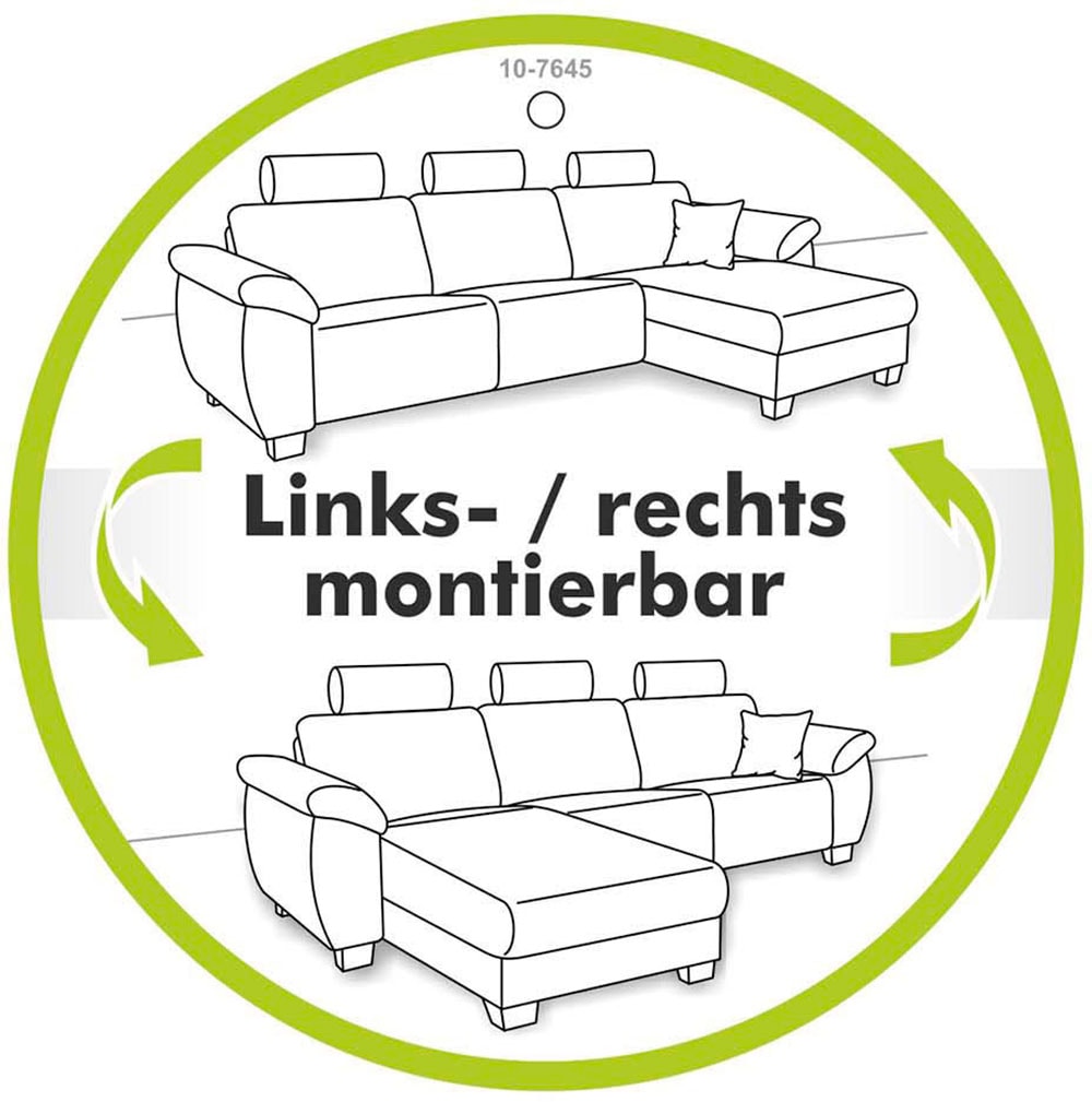 Jockenhöfer Gruppe Ecksofa »Elmau L-Form, B: 235 cm« mit Bettfunktion, Bettkasten & 2 Zierkissen