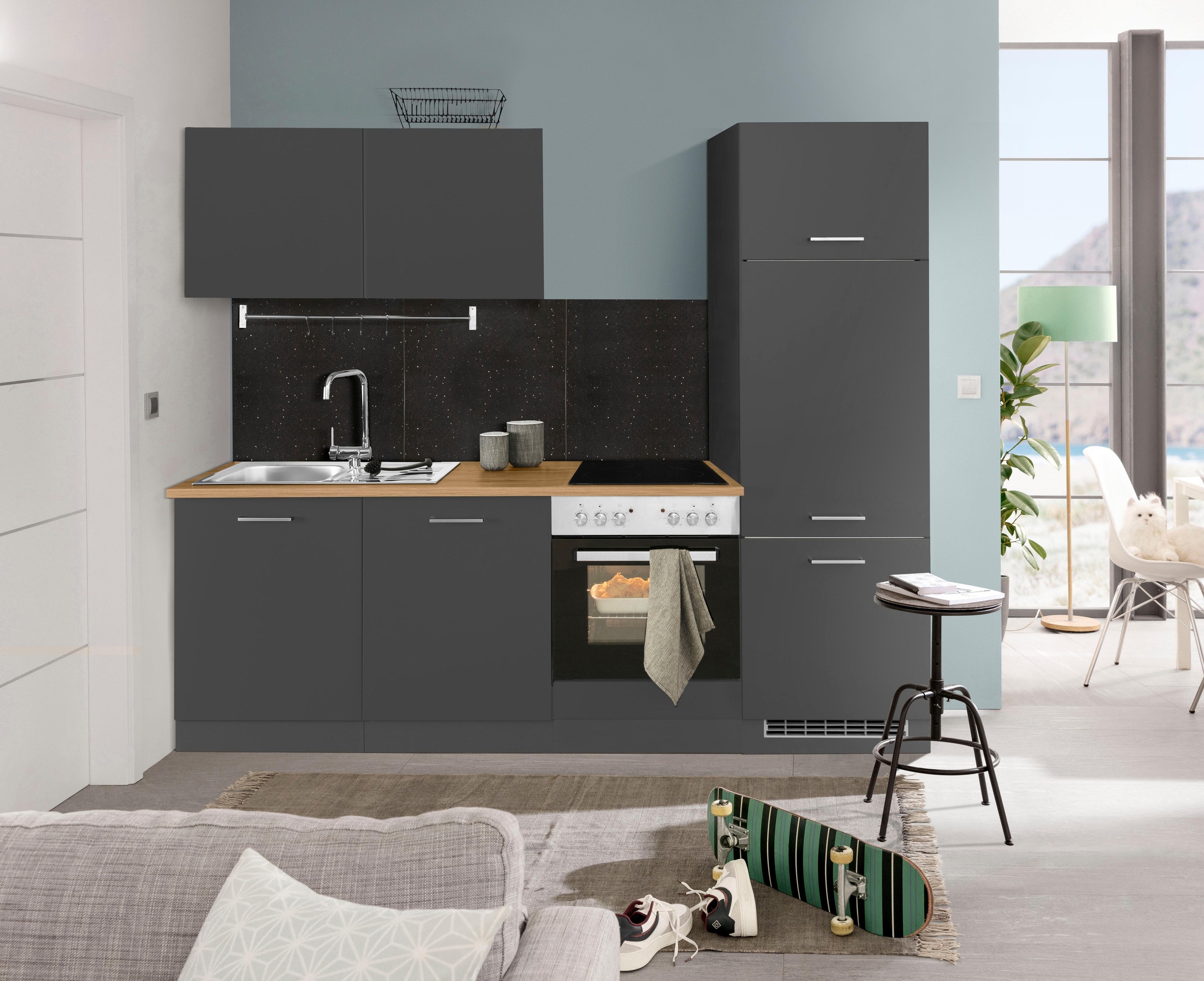 KOCHSTATION Küchenzeile »KS-Kehl«, ohne E-Geräte, Breite 240 cm, für Kühlschrank und Geschirrspüler