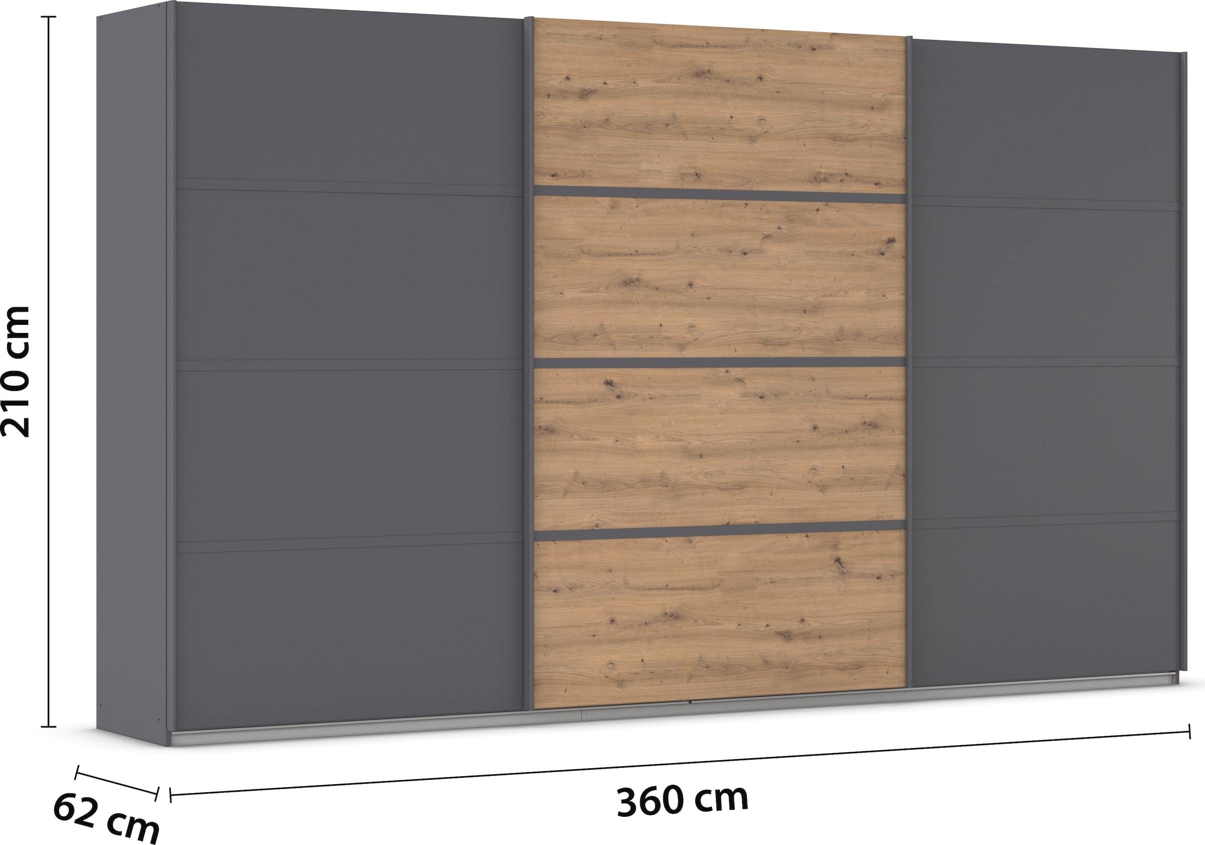 rauch Kleiderschrank »Schwebetürenschrank OTTO´s Choice Garderobe Schrank TOP ANGEBOT Avola«, (in 3 verschiedenen Ausstattungen BASIC/CLASSIC/PREMIUM), mit eleganten Zierleisten in Chrom, Schwarz oder Weiß MADE IN GERMANY