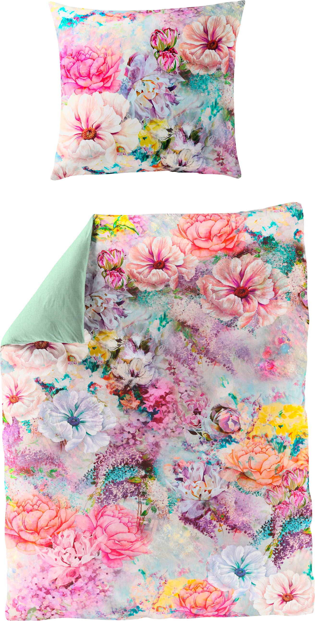 BIERBAUM Wendebettwäsche »Colorful Flowers«, mit floralem Digitalprint günstig online kaufen