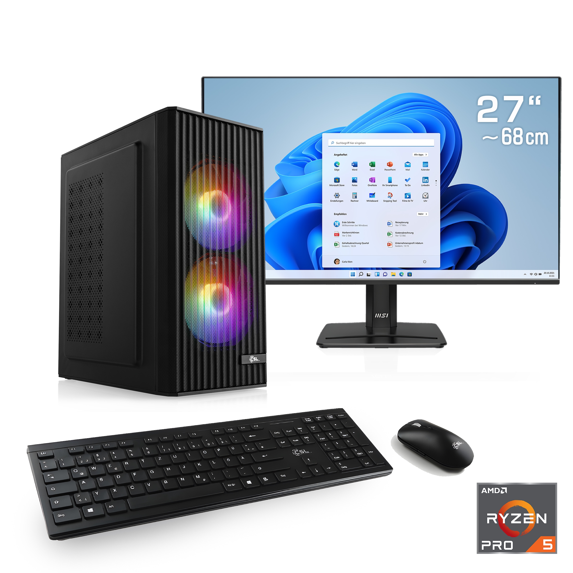 CSL PC-Komplettsystem »Spectrum V25282W« 27 ″ AMD Ryzen 5 Pro Intel® Graphics, 4 Xe Cores 32 GB RAM 1.000 GB SSD