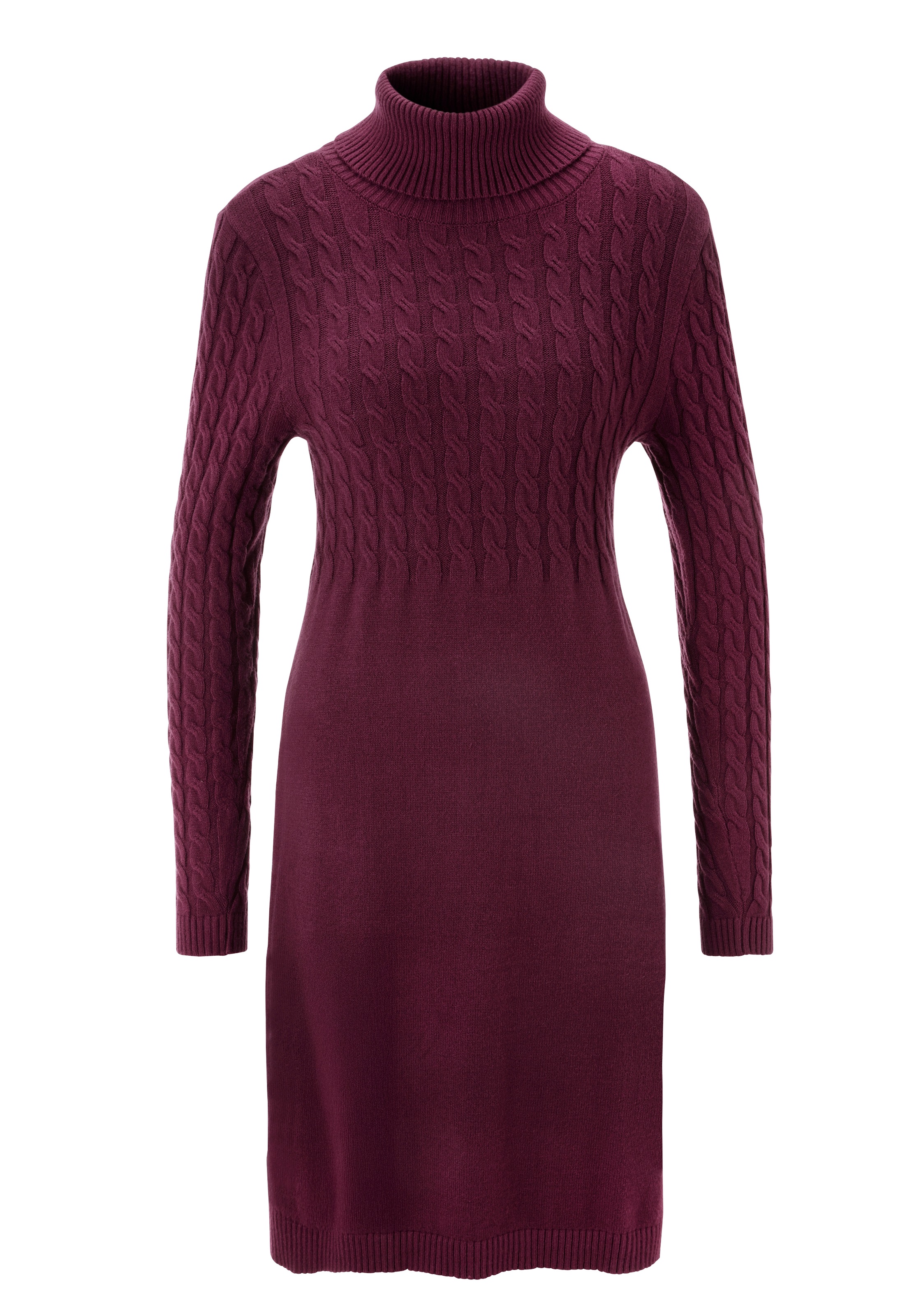 Aniston CASUAL Strickkleid, mit Zopfmuster im Oberteil und den langen Ärmeln