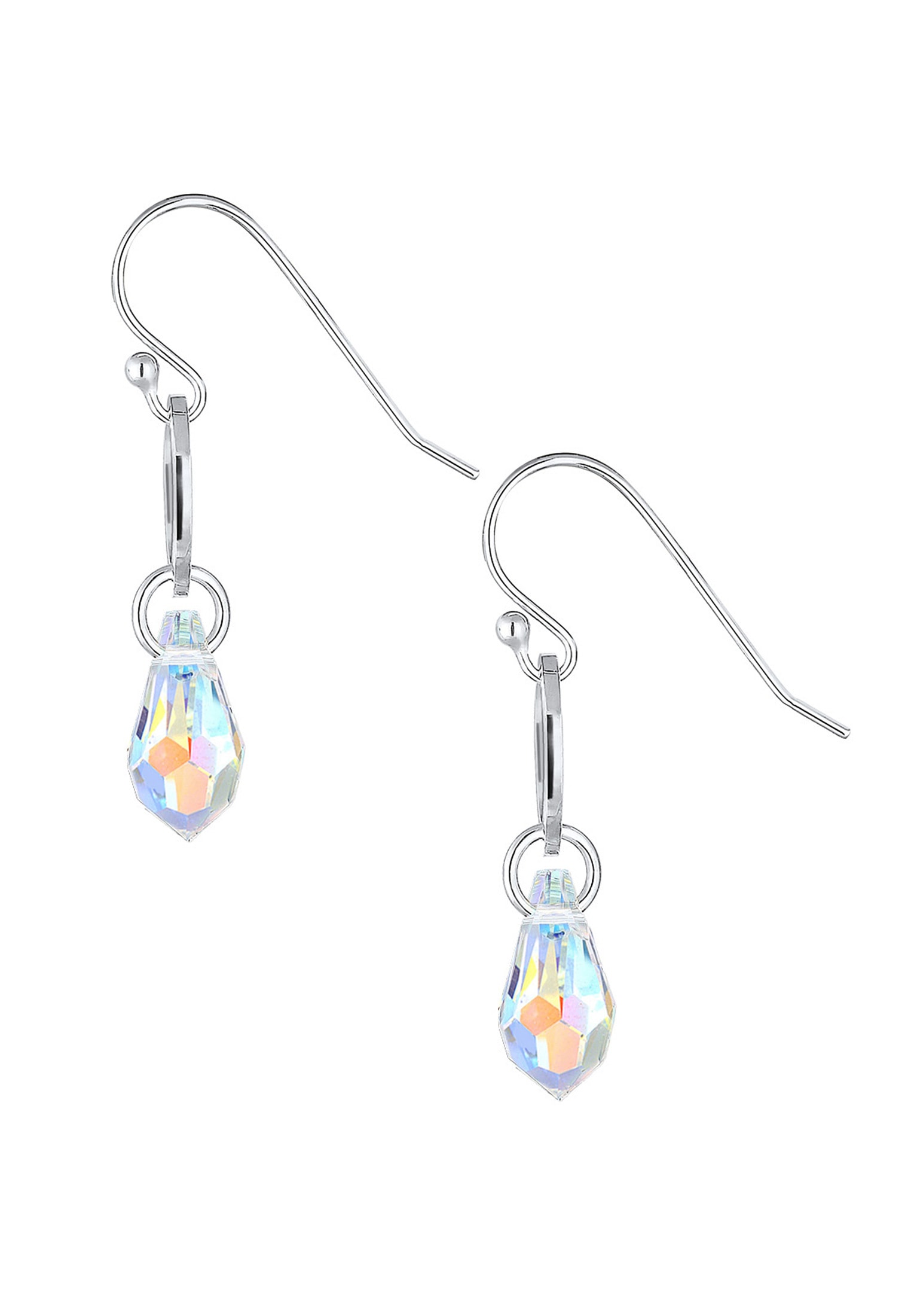 Elli Paar Ohrhänger »Ohrhänger lang Tropfen Glas Kristalle Weiß 925 Sterling Silber«