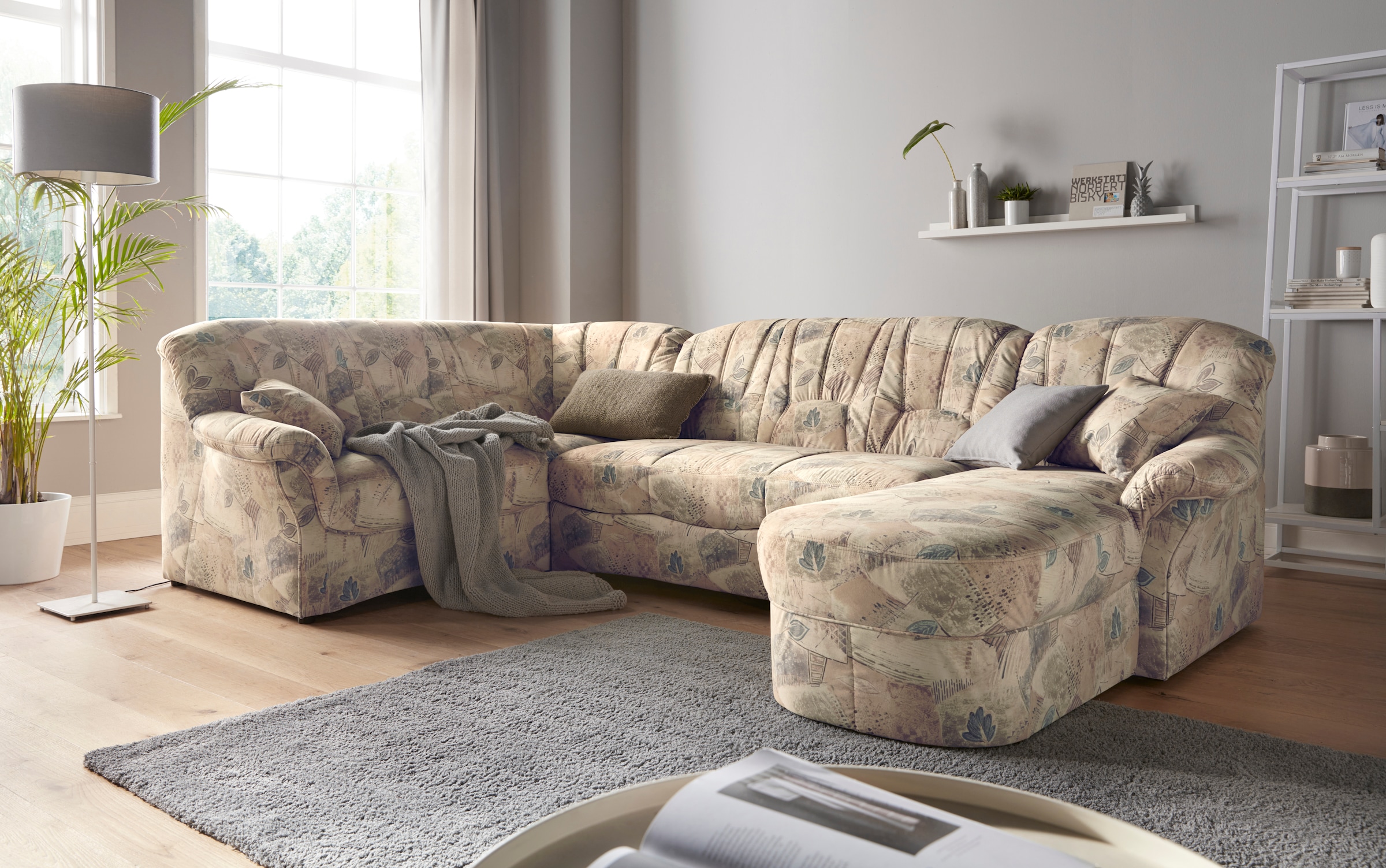 DOMO collection Wohnlandschaft »Bahia mit viel Platz, zeitloses Design, U-Form«, wahlweise mit Bettfunktion