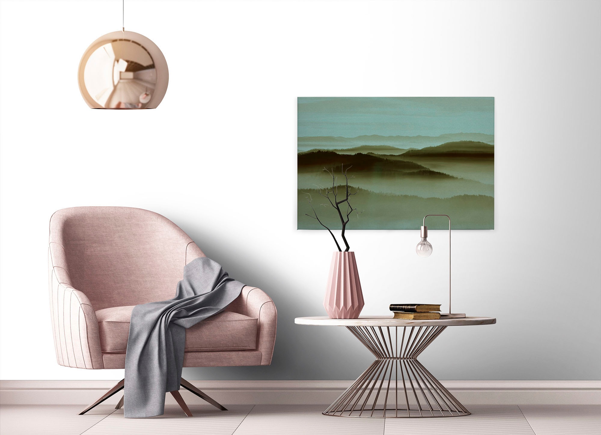 A.S. Création Leinwandbild »horizon«, Kunst-Landschaft-Kinder, (1 St.), Keilrahmen Landschaft Berge Gebirge Nebel Leinwand-Bild Wohnzimmer