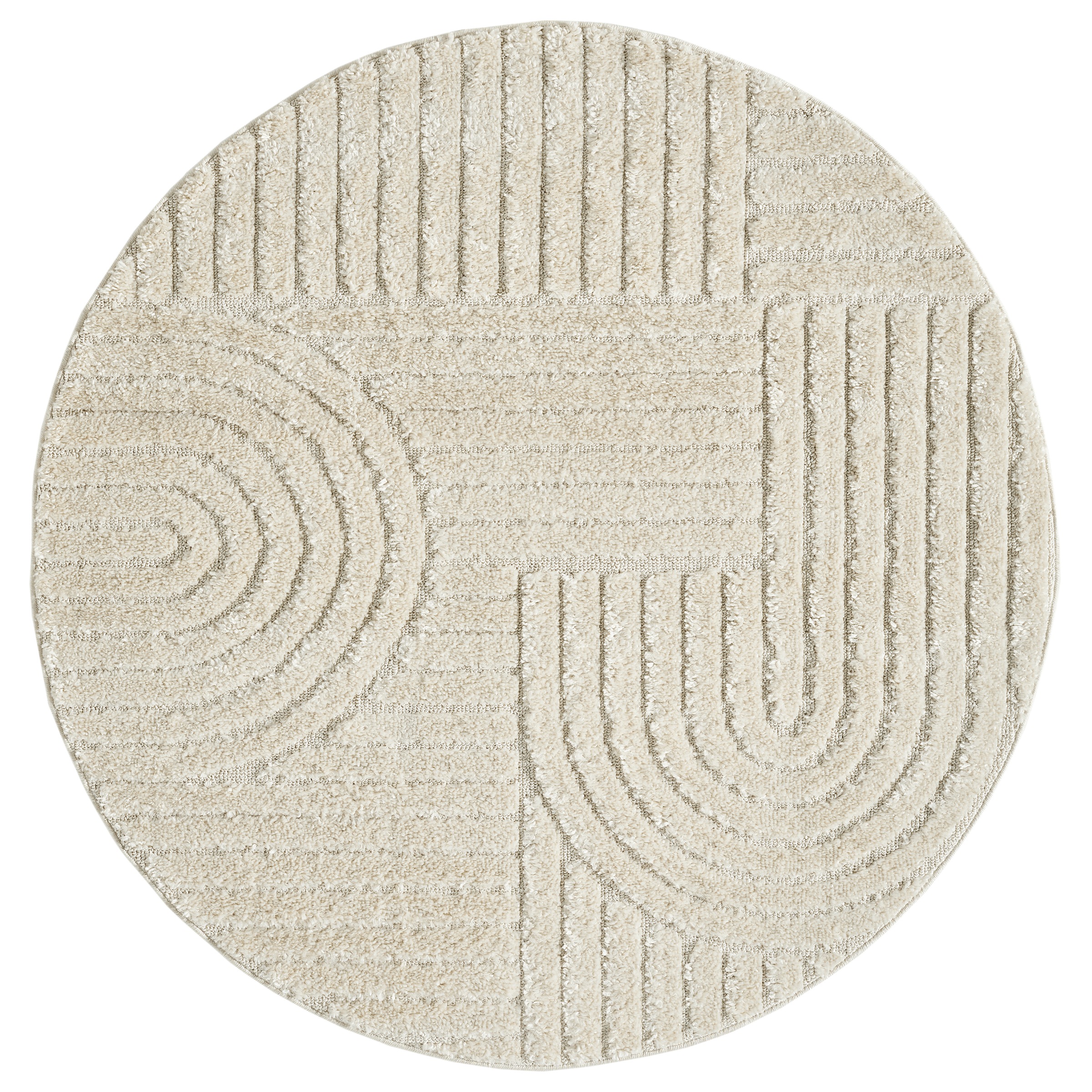 OTTO home Teppich »Jonne, Boho-Design, Scandi, Designteppich« rund 20 mm Höhe Hoch-Tief, 3D Optik, skandinavischer Stil, Wohnzimmer, Schlafzimmer