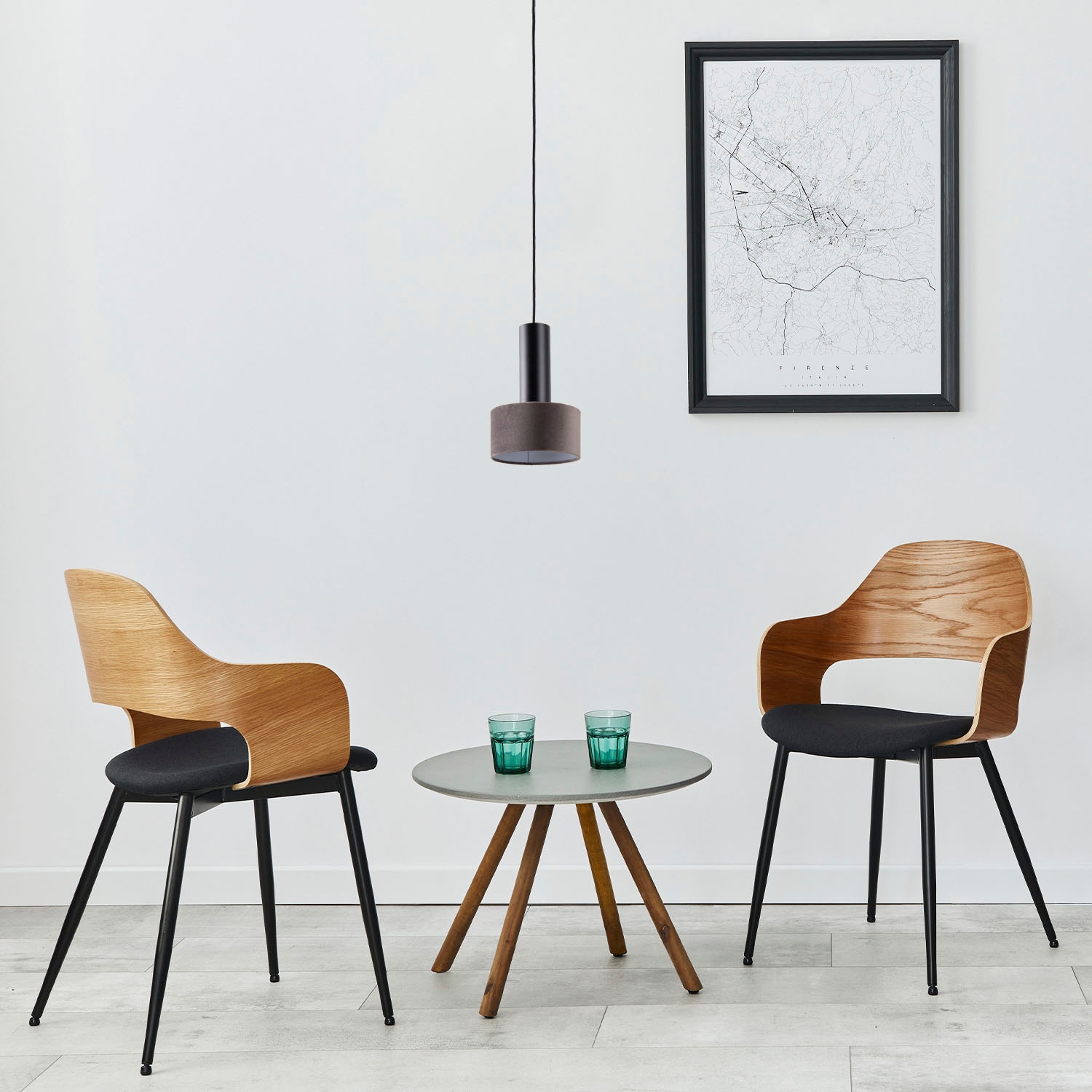 Paco Home Pendelleuchte »VELUTA«, Leuchtmittel GU10 | ohne Leuchtmittel, Wohnzimmer Hängeleuchte Stoffschirm Esszimmer Modern GU10