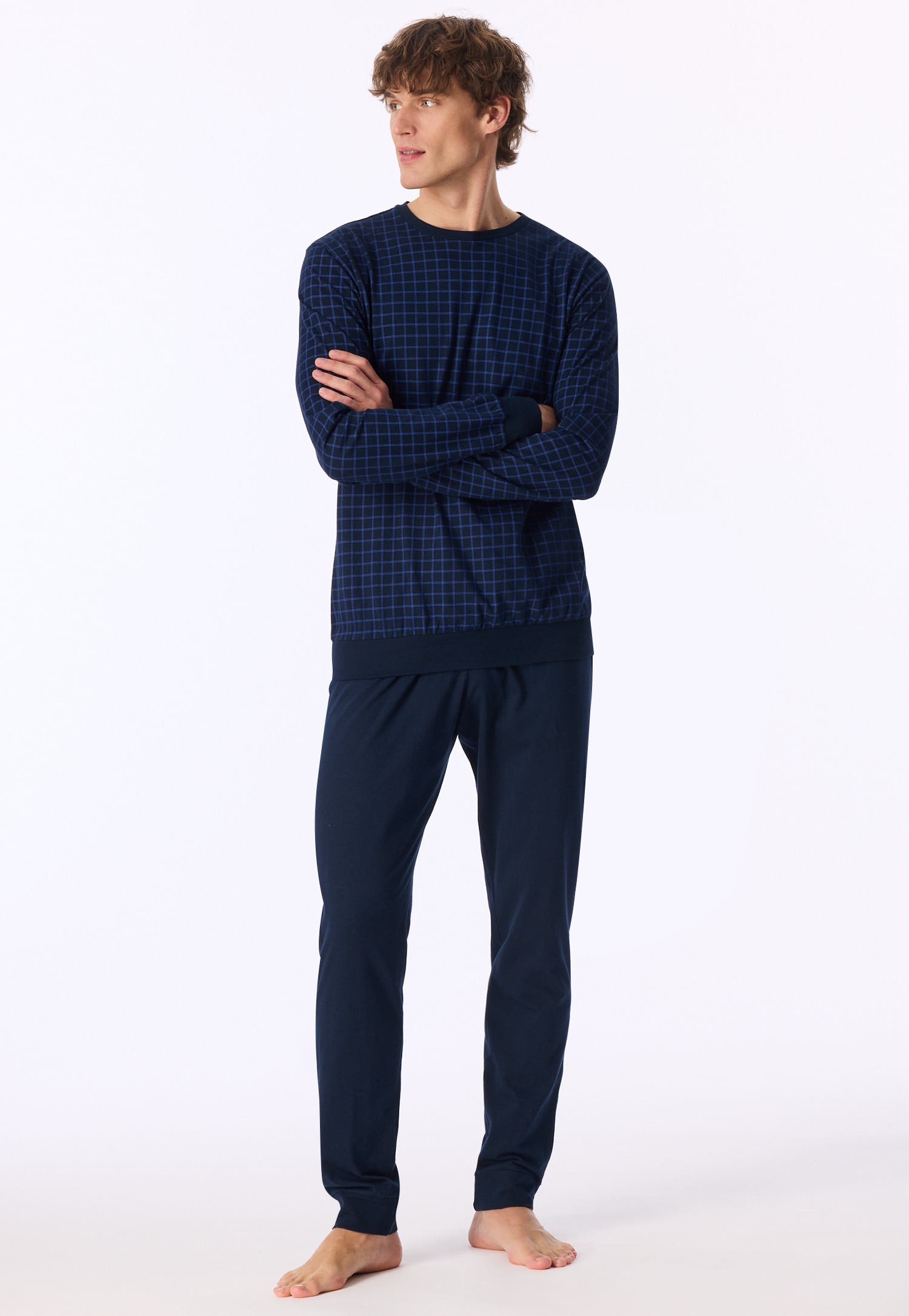 uncover by SCHIESSER Schlafanzug »Uncover Nightwear« 2 tlg. Langarm, Rundhals-Ausschnitt, Single Jersey-Qualität, weich