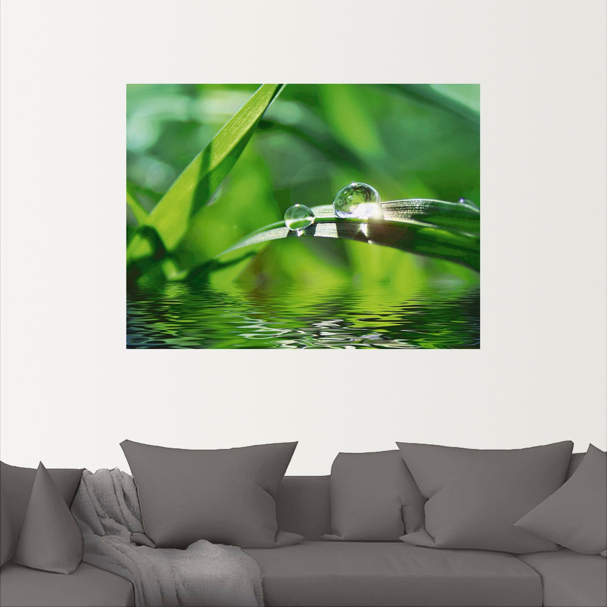 Artland Wandbild »Grüner Hintergrund mit Gras«, Gräser, (1 St.), als Leinwandbild, Poster, Wandaufkleber in verschied. Größen