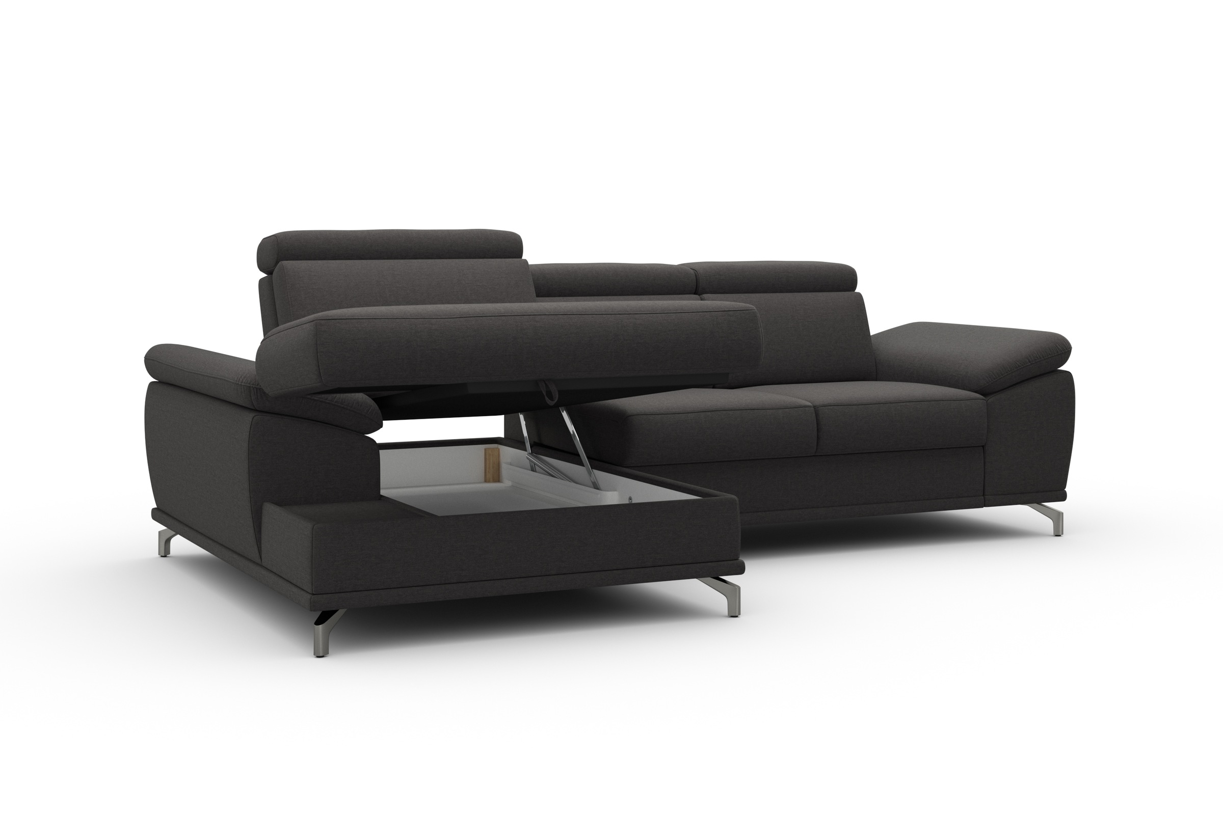sit&more Ecksofa »Cabrio L-Form, mit Sitztiefenverstellung, Arm- und Kopfteilverstellung«, 2 Nierenkissen, Federkern, optional Bettfunktion und Stauraum