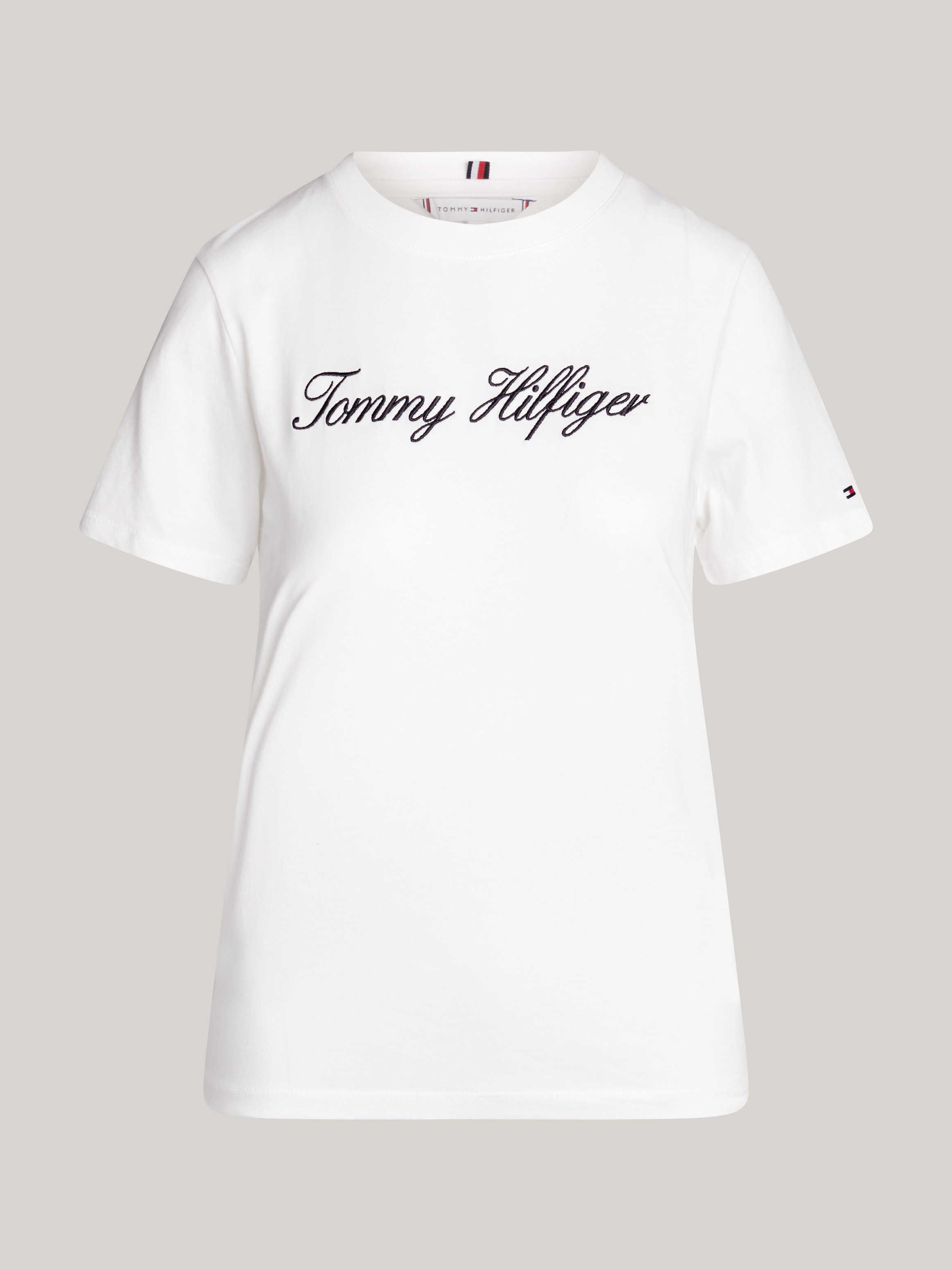 Tommy Hilfiger T-Shirt »NOS SCRIPT REGULAR C-NK SS«, Mit Rundhals und kontrastfarbenem Druck