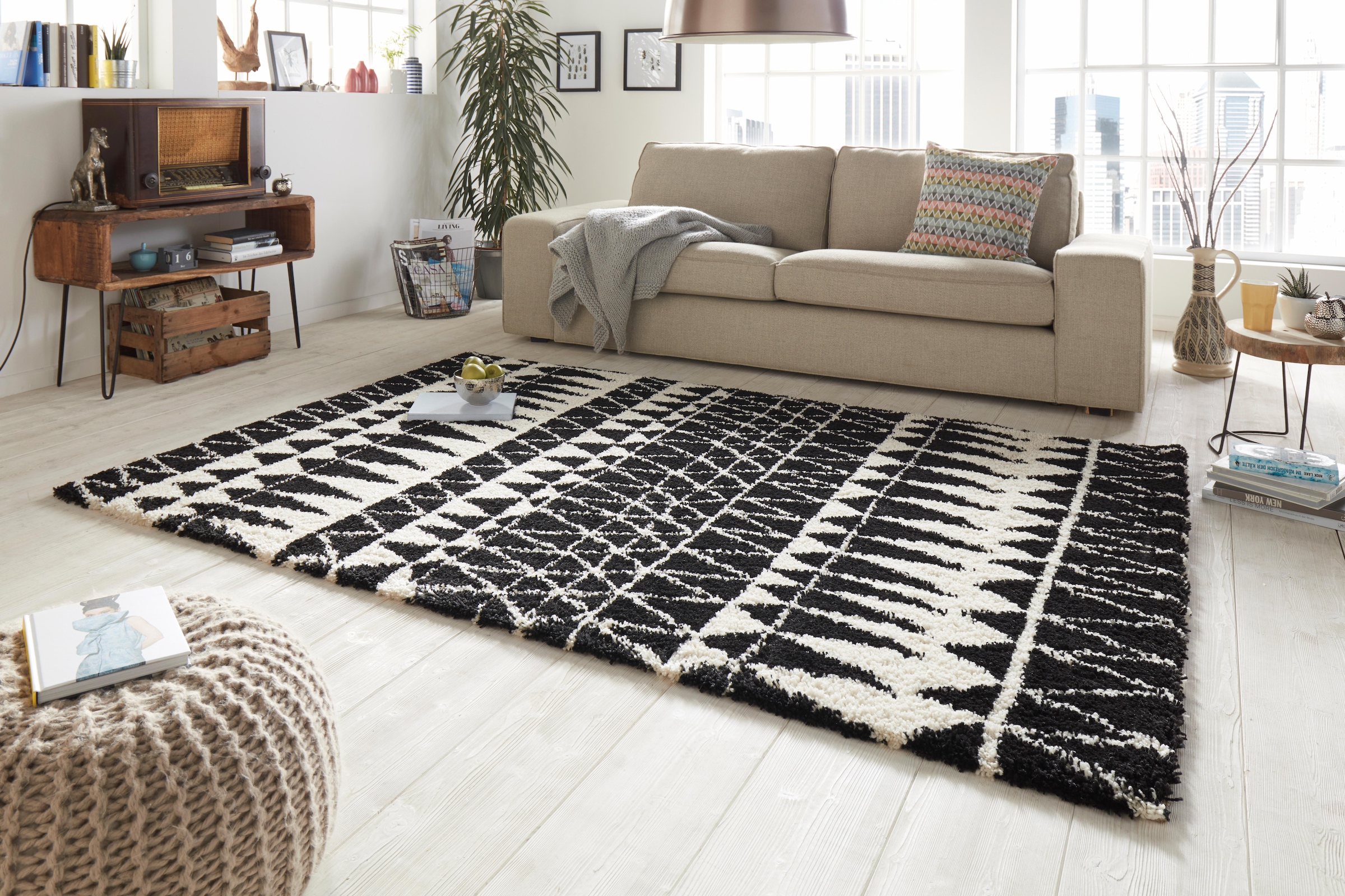 HANSE Home Hochflor-Teppich »Inspire«, rechteckig, 35 mm Höhe, Geometrisches Muster, Scandi Look, Robust, Pflegeleicht