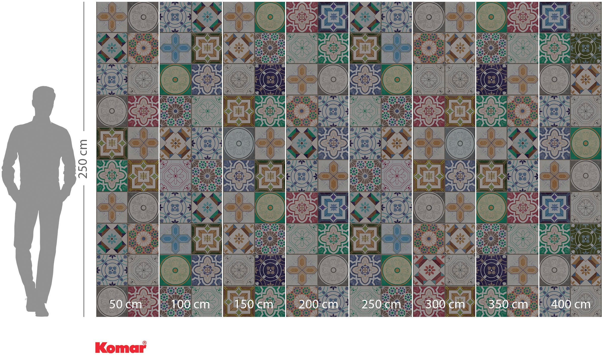 Komar Vliestapete »Digitaldruck Vlies - Marrakech Mosaik - Größe 400 x 250 cm«, bedruckt, Wohnzimmer, Schlafzimmer