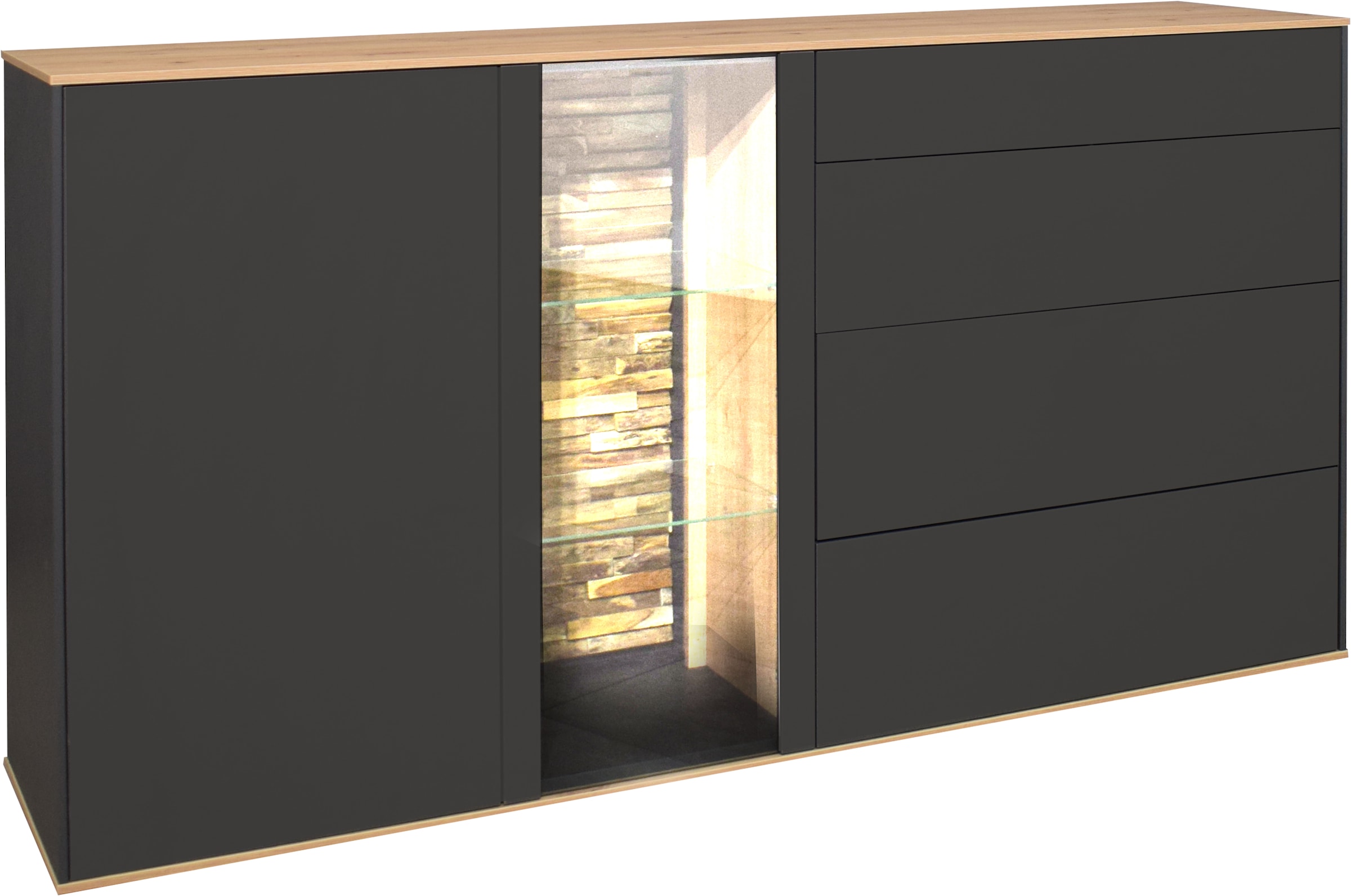 Mäusbacher Kommode, Faro Sideboard B 169 cm, inkl. Beleuchtung, Push to open Funktion