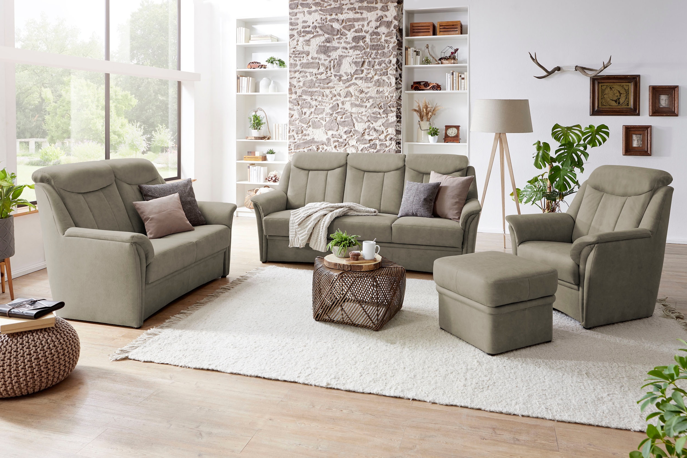 VILLA BECK Polstergarnitur »Lugano«, (Set, 3 tlg.), Kopfteilverstellung, in günstig online kaufen
