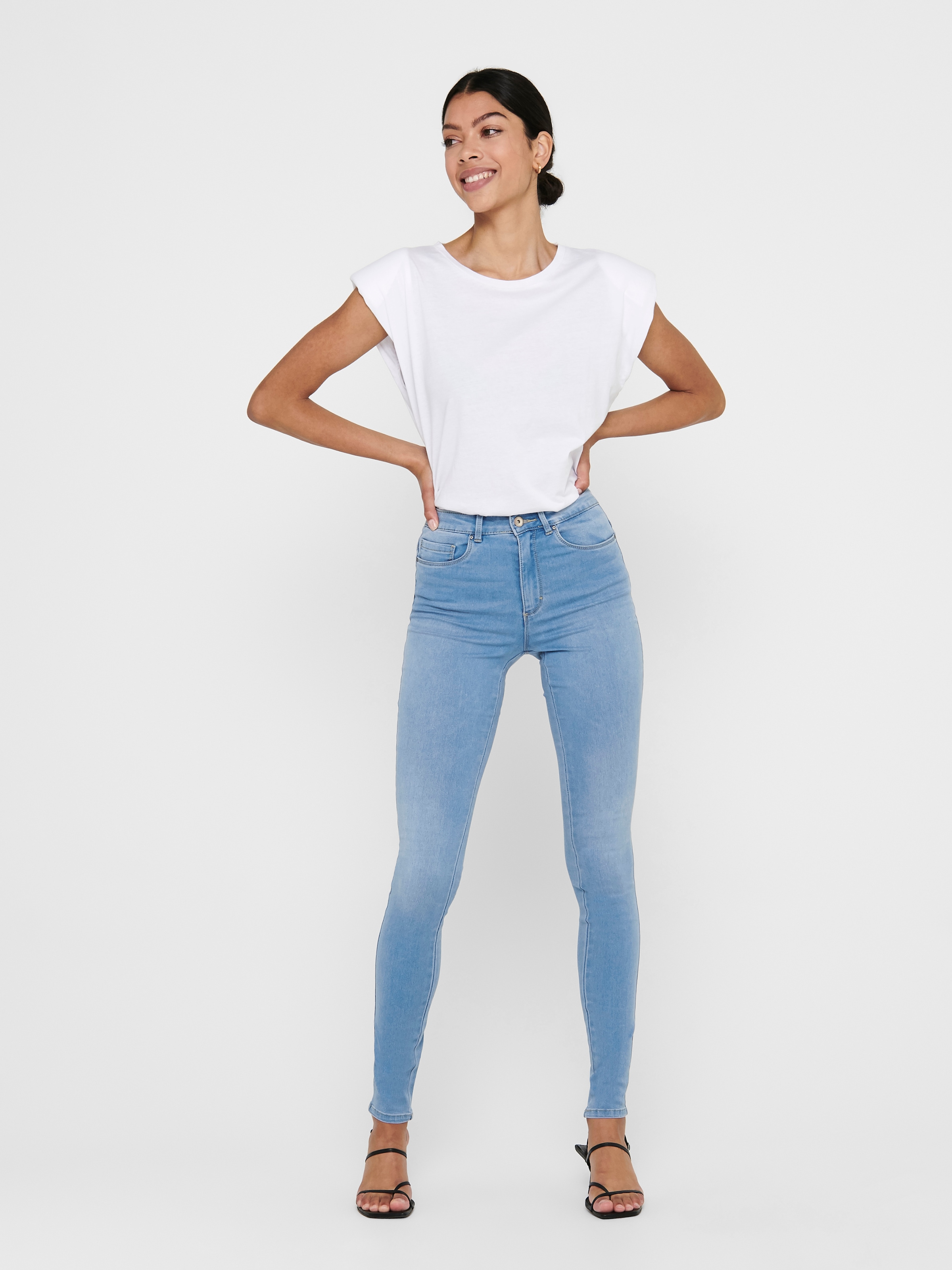 ONLY High-waist-Jeans »ONLROYAL – Skinny-Jeans mit hoher Taille und Abriebeffekt« skinny fit, casual, Denim, Baumwollmischung, Eingrifftaschen