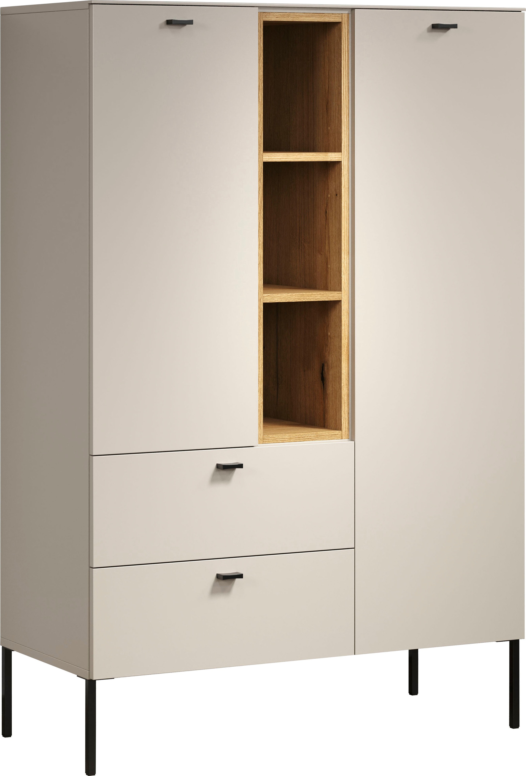 Places of Style Highboard »San Pedro«, (1 St.), Sideboard mit Griffen und Füßen aus Metall - (B/T/H) 93/42/140 cm