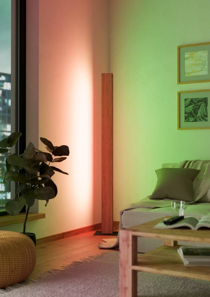 EGLO Stehlampe »ANCHORENA-Z Steheuchte, Holz, ZigBee 3.0, Disco-Modus, Lampe«, 1 flammig, Leuchtmittel LED-Modul | LED wechselbar, Timer, App / Sprachsteuerung Alexa, 150 cm, exkl. Fernbedienung