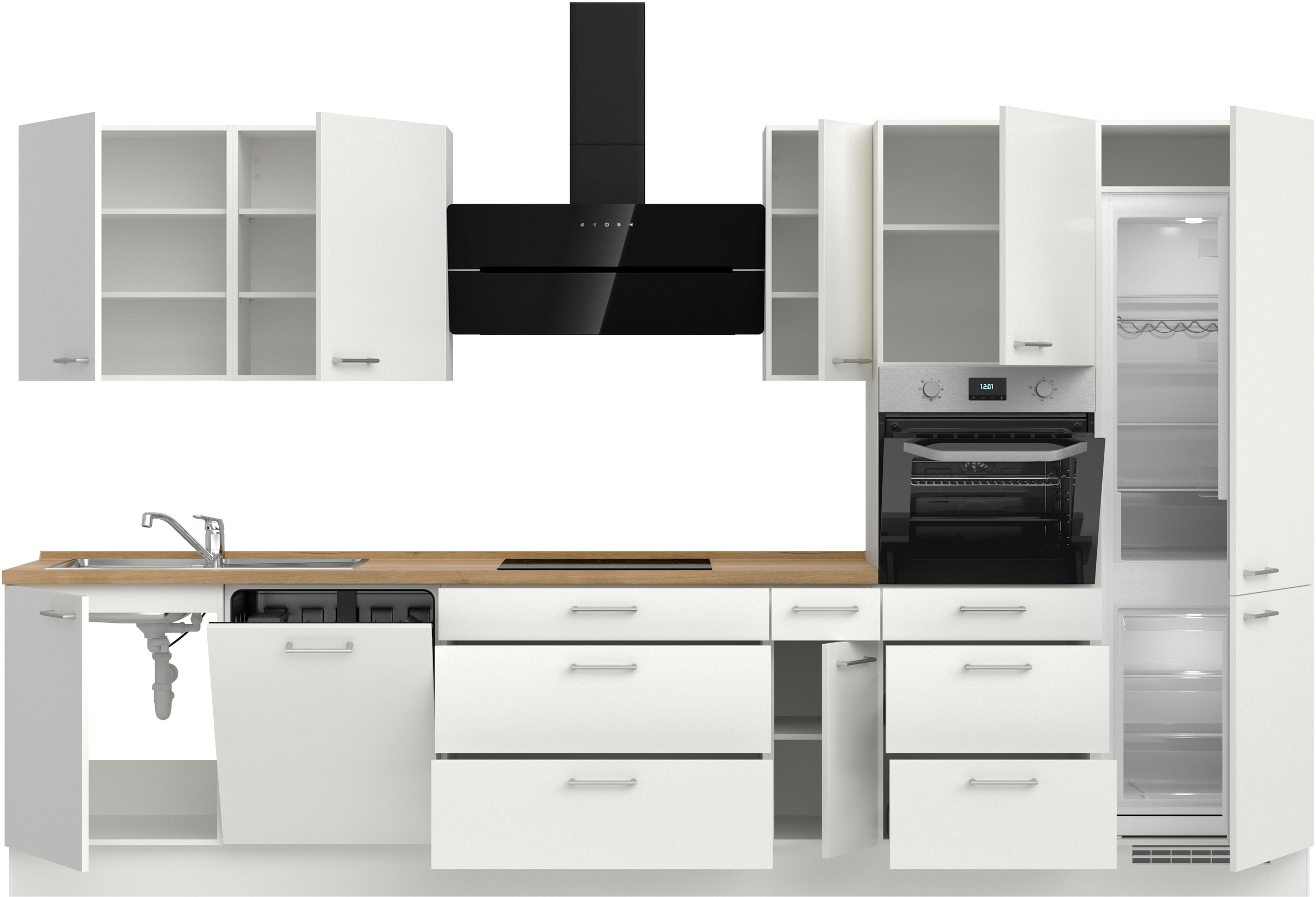 nobilia® Küchenzeile »"Laser II"«, vormontiert, Ausrichtung wählbar, Breite 360 cm, wahlw. mit E-Geräten