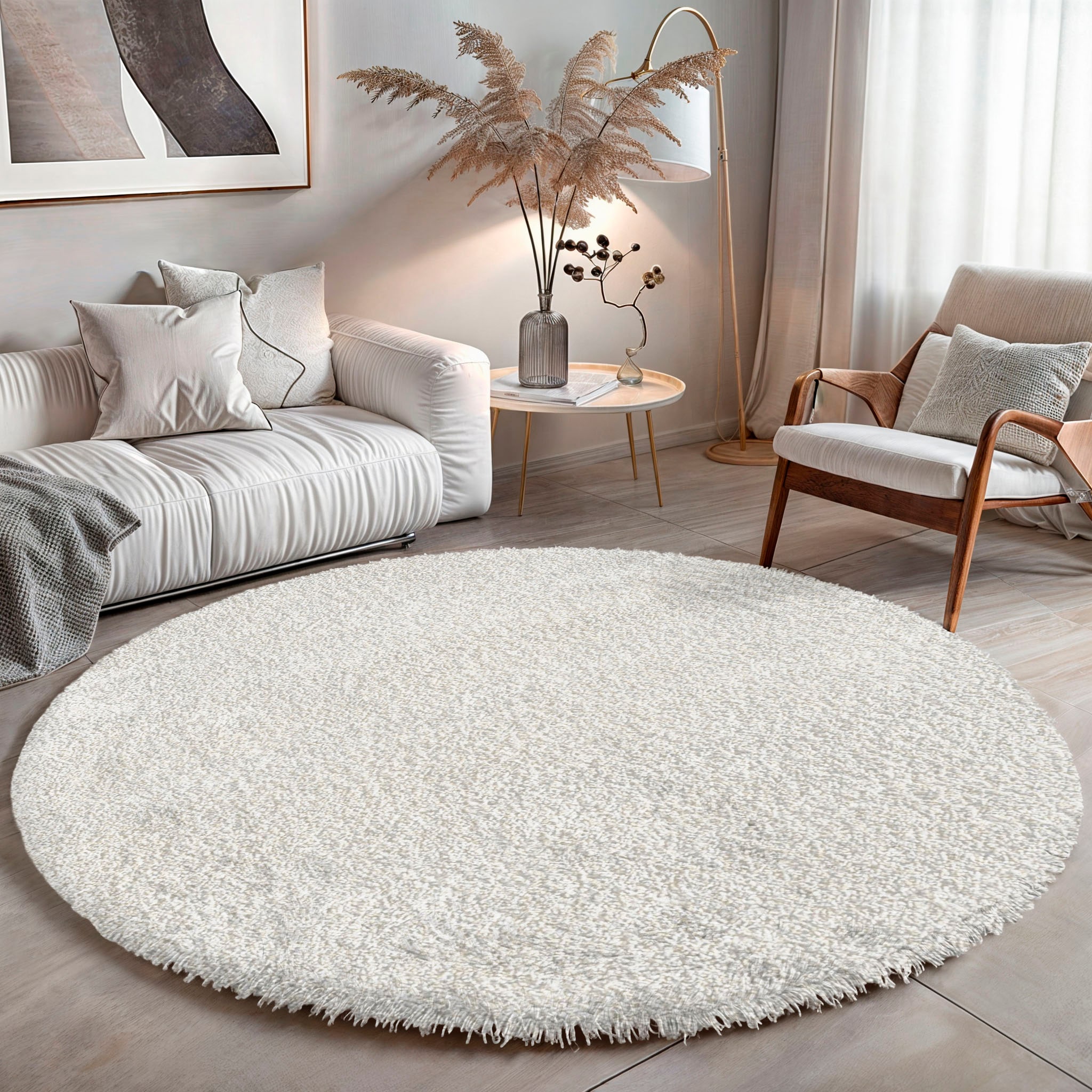 my home Hochflor-Teppich »Banji«, rund, 37 mm Höhe, Uni Farben, weich und f günstig online kaufen