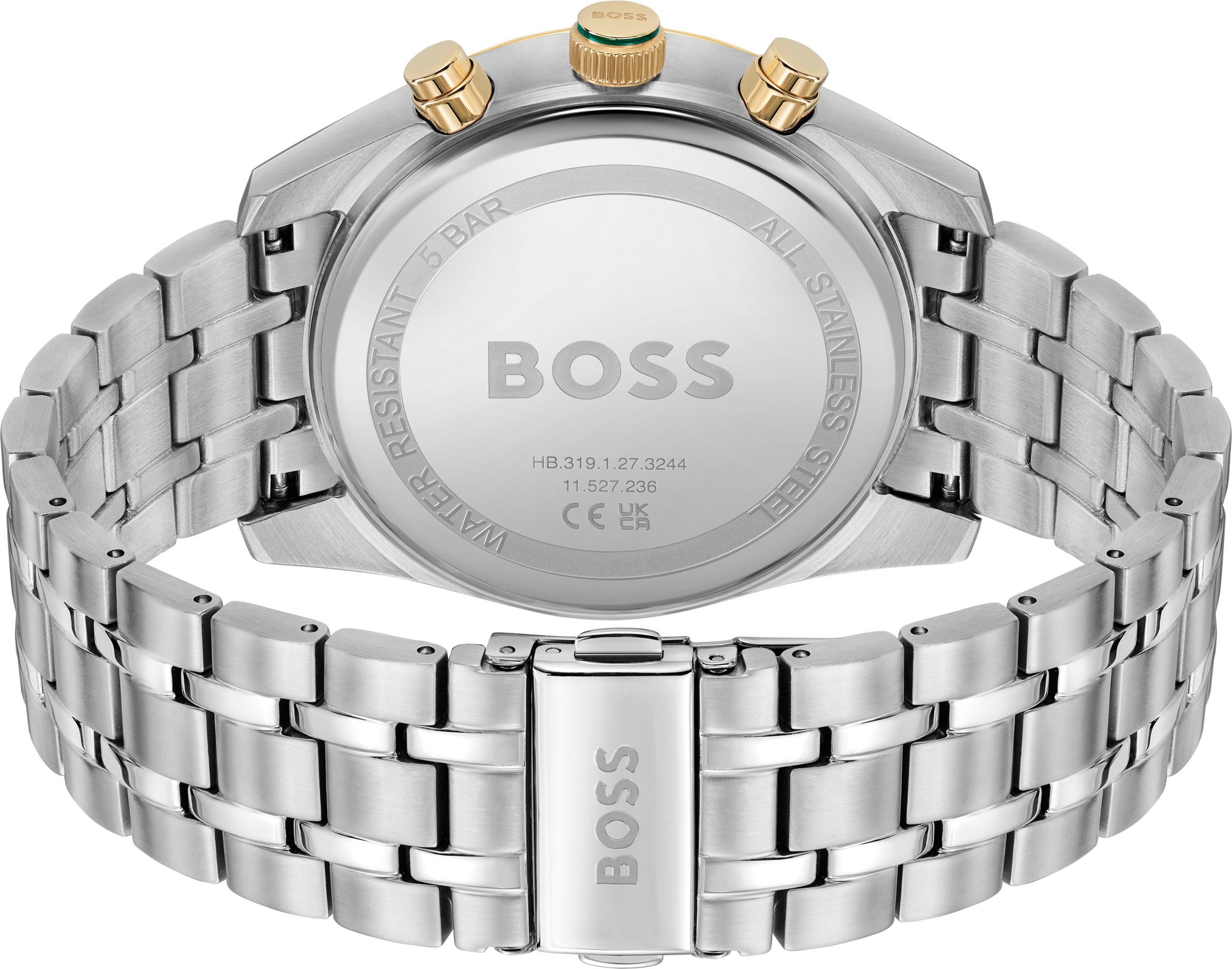 BOSS Chronograph »SKYTRAVELLER«, Quarzuhr, Herrenuhr, Armbanduhr, Stoppfunktion, Edelstahlarmband
