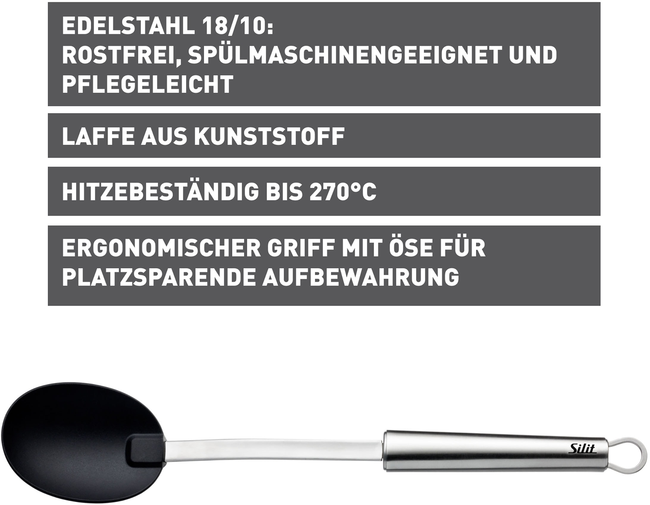 Silit Servierlöffel »Classic Line«, (1 tlg.), Servierlöffel 34 cm, hohe Qualität, ideal für Antihaft-Kochgeschirr