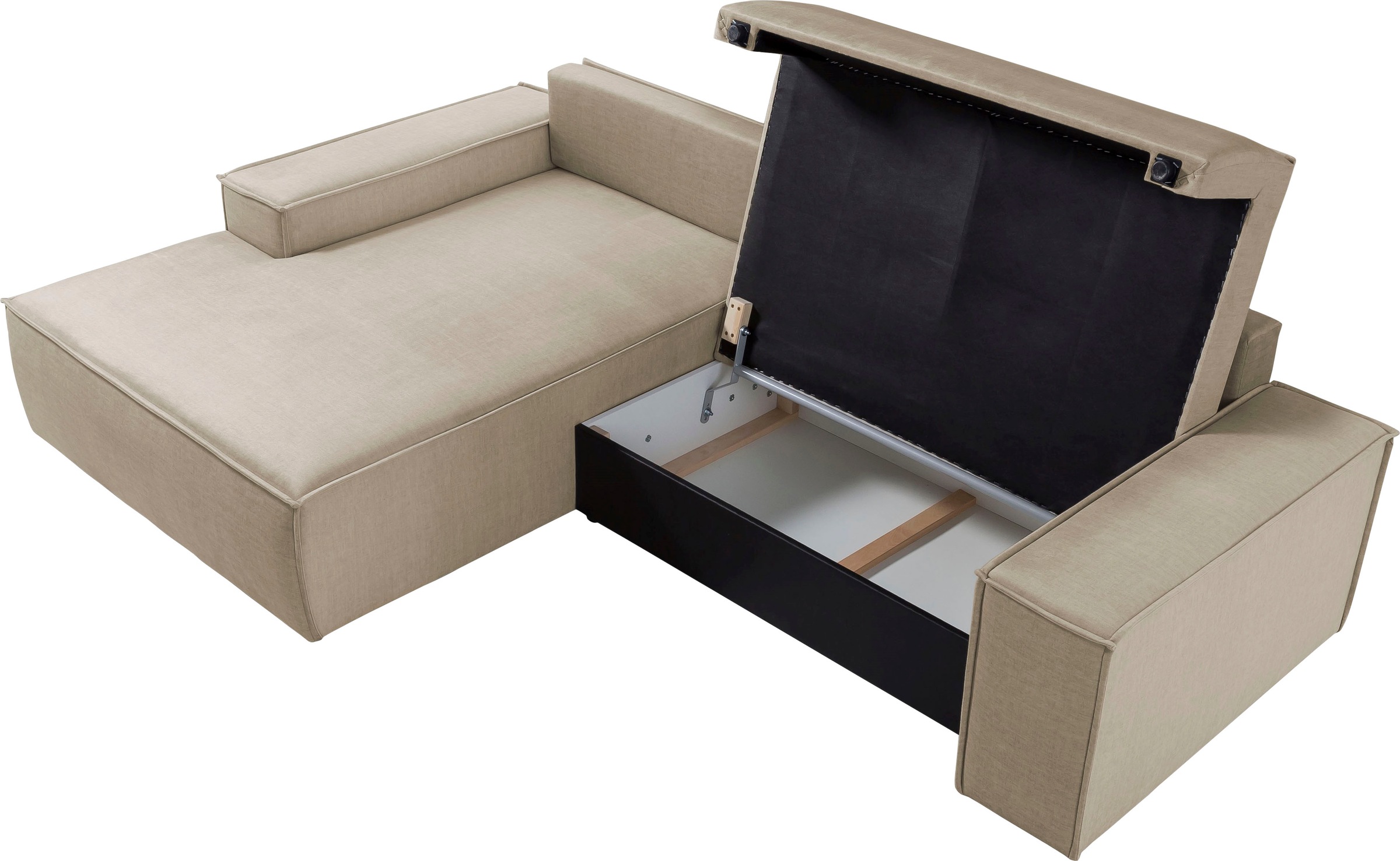 Home affaire Ecksofa SHERWOOD Schlafsofa 267 cm, L-Form, Schlaffunktion mit Bettkasten (210x136 cm), Cord, Vintage, Samtvelours