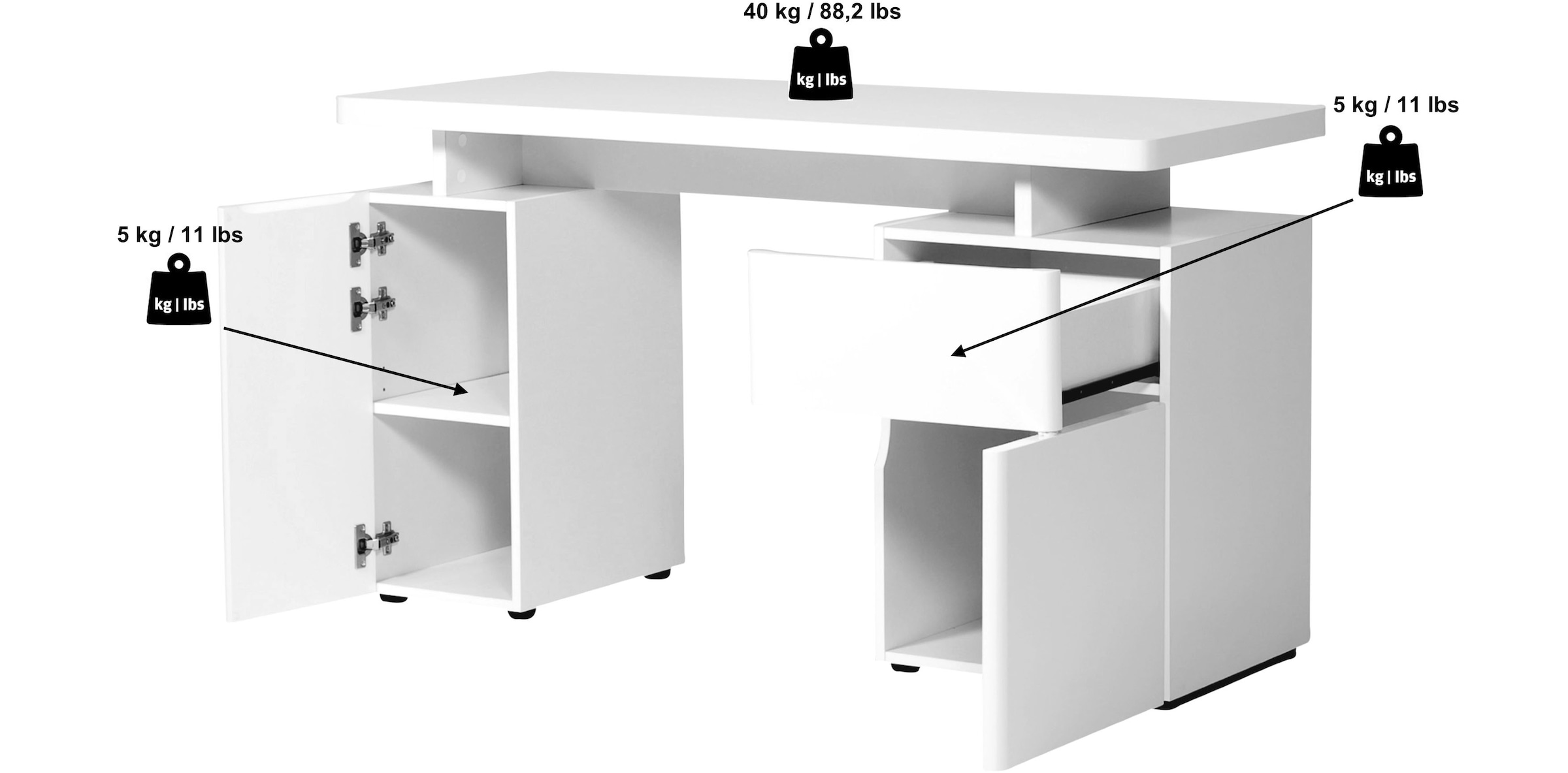 Jahnke Schreibtisch »CU-LIBRE 140«, (1 St.), Platzsparender Arbeitsplatz, mit 1 Schublade und 2 Türen, 135 cm